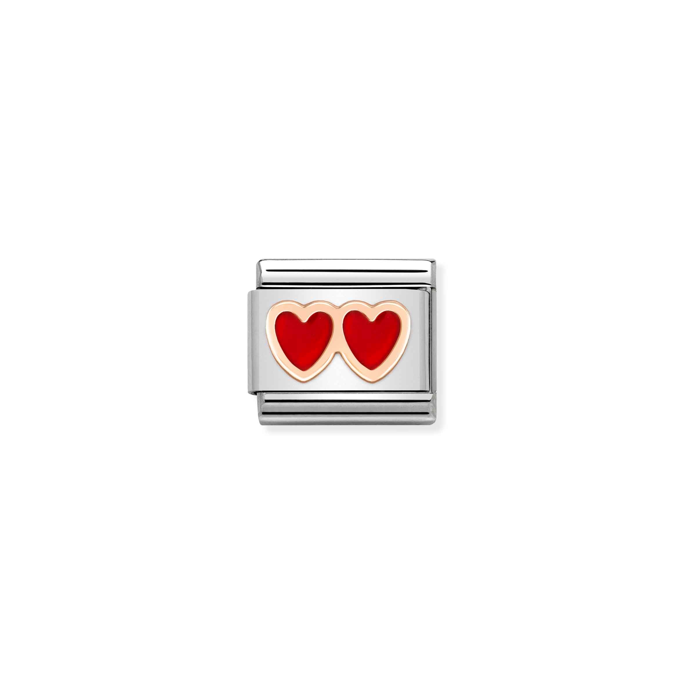 Charm, Composable Link, Red Double Heart