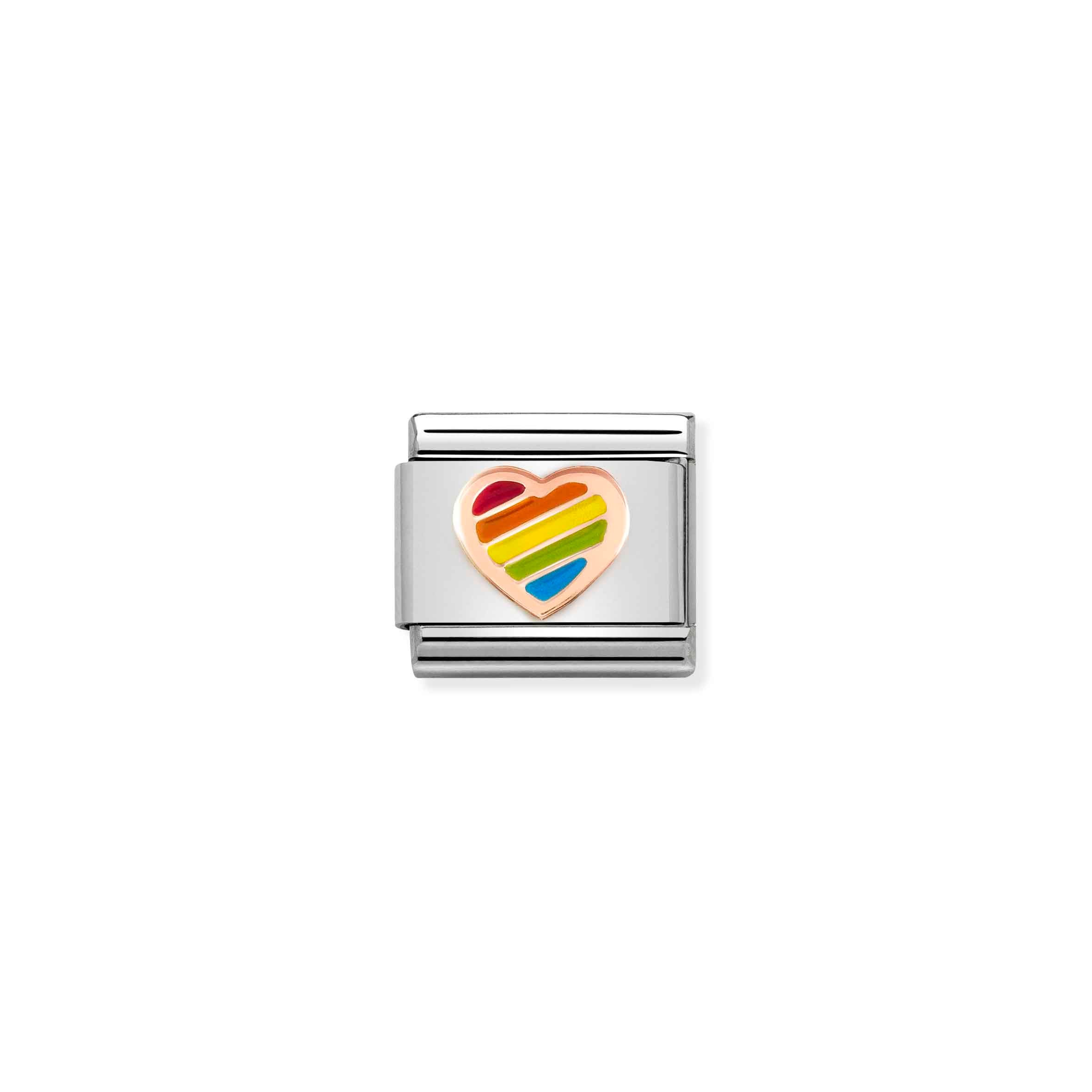 Charm, Composable Link, rose gold Heart Rainbow
