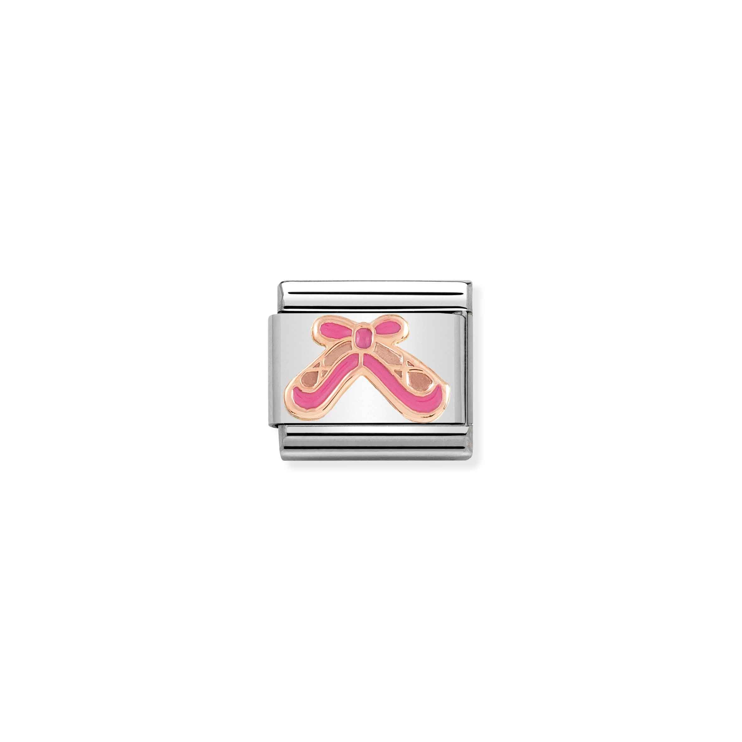 Charm, Composable Link, Ballet Shoes pink enamel