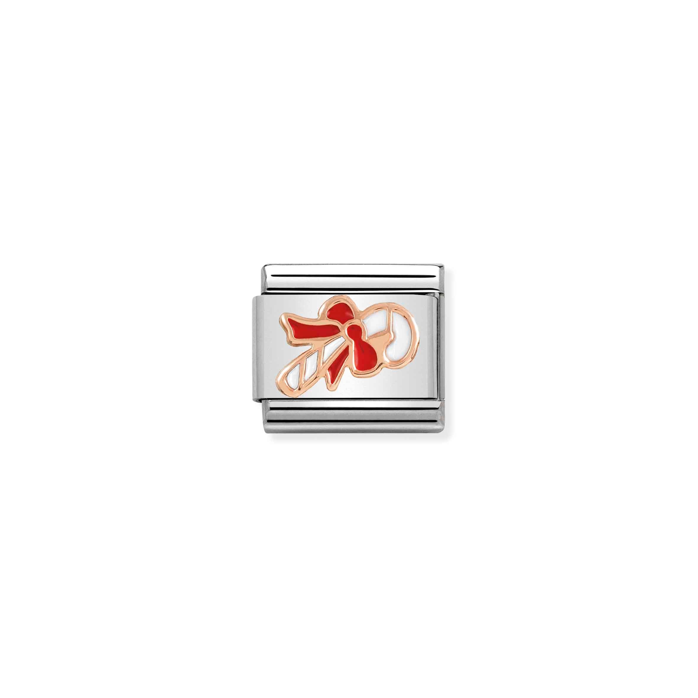 Charm, Composable Link, Rose gold Candy Cane