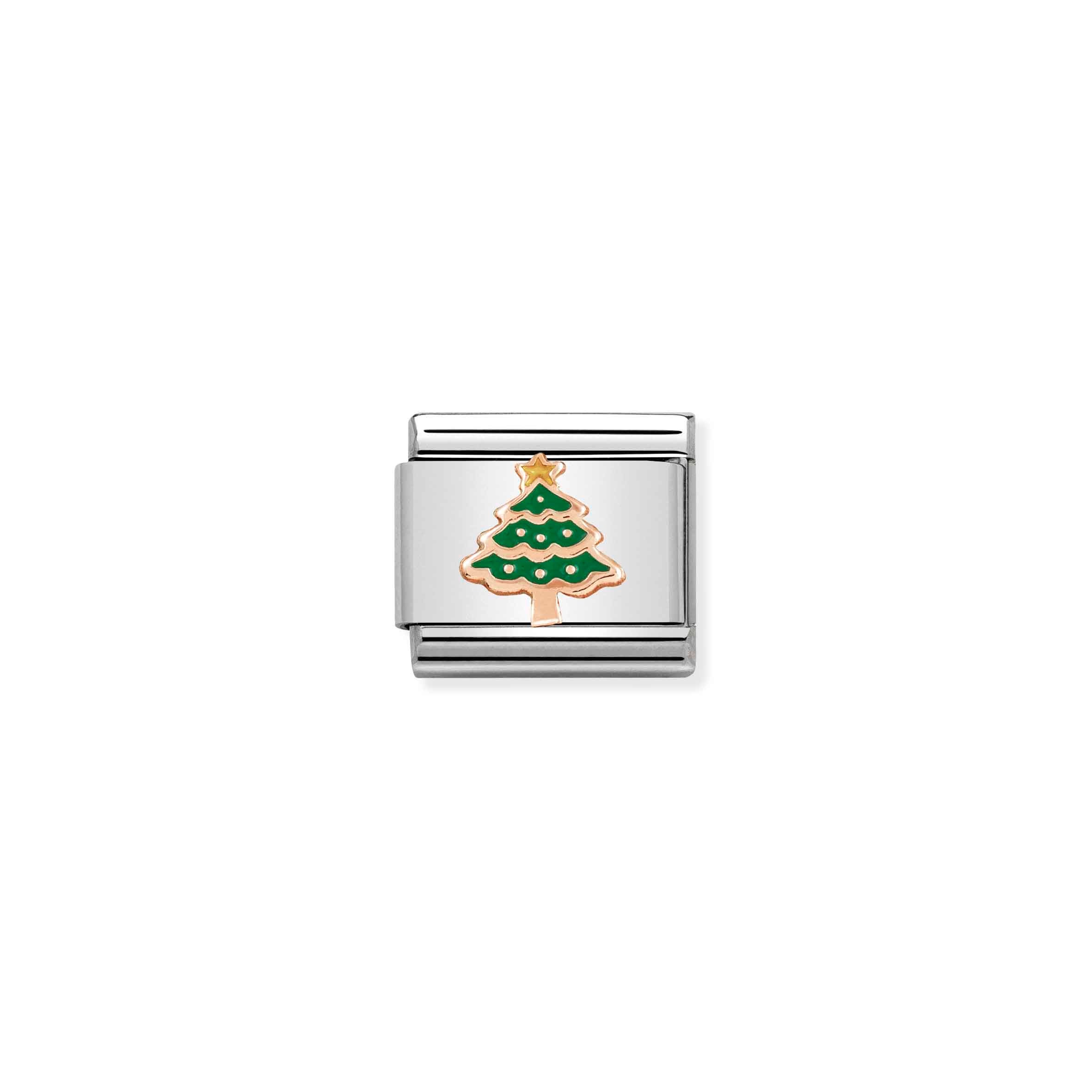 Charm, Composable Link, Rose Gold Christmas Tree