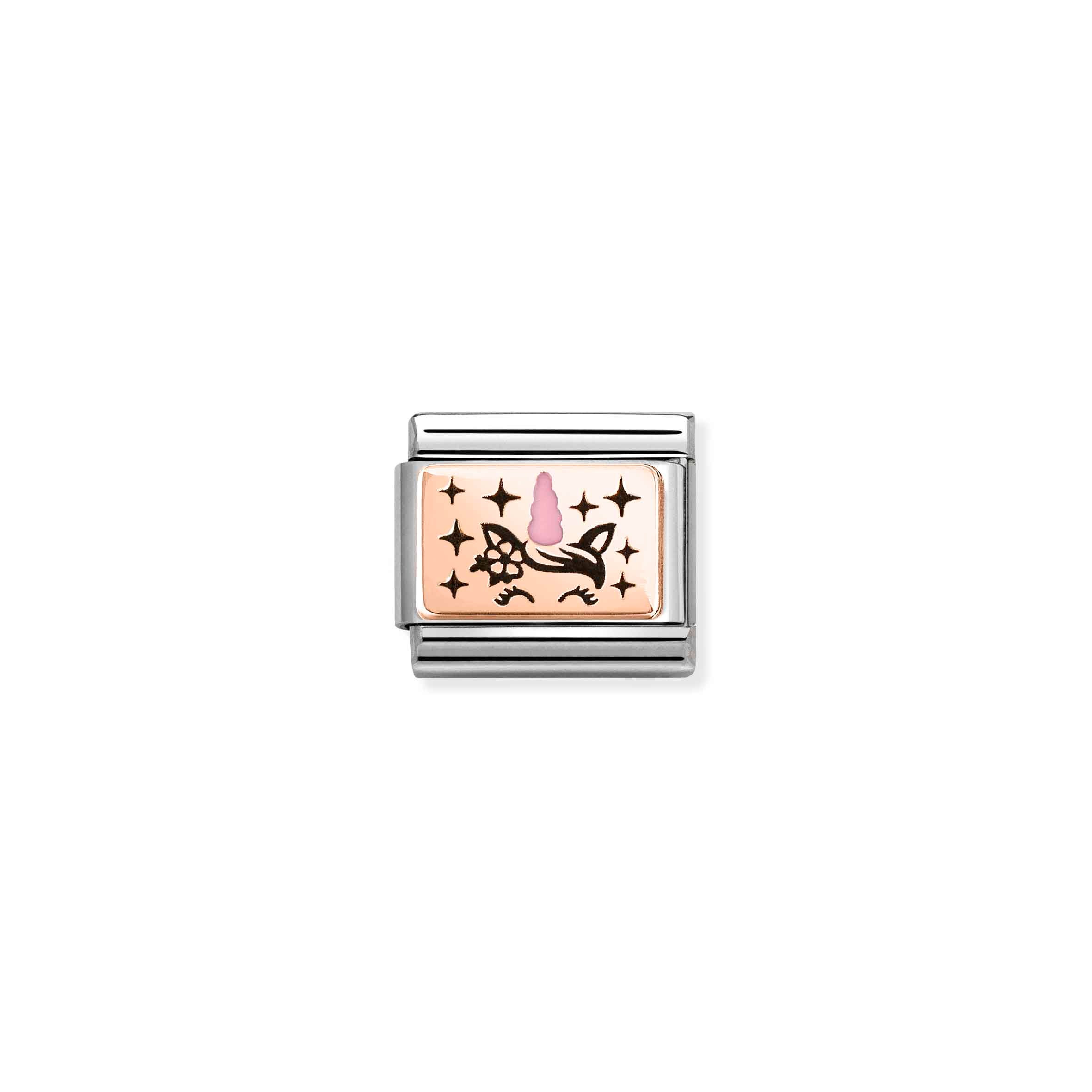 Charm, Composable Link, Unicorn Horn on rosegold plate