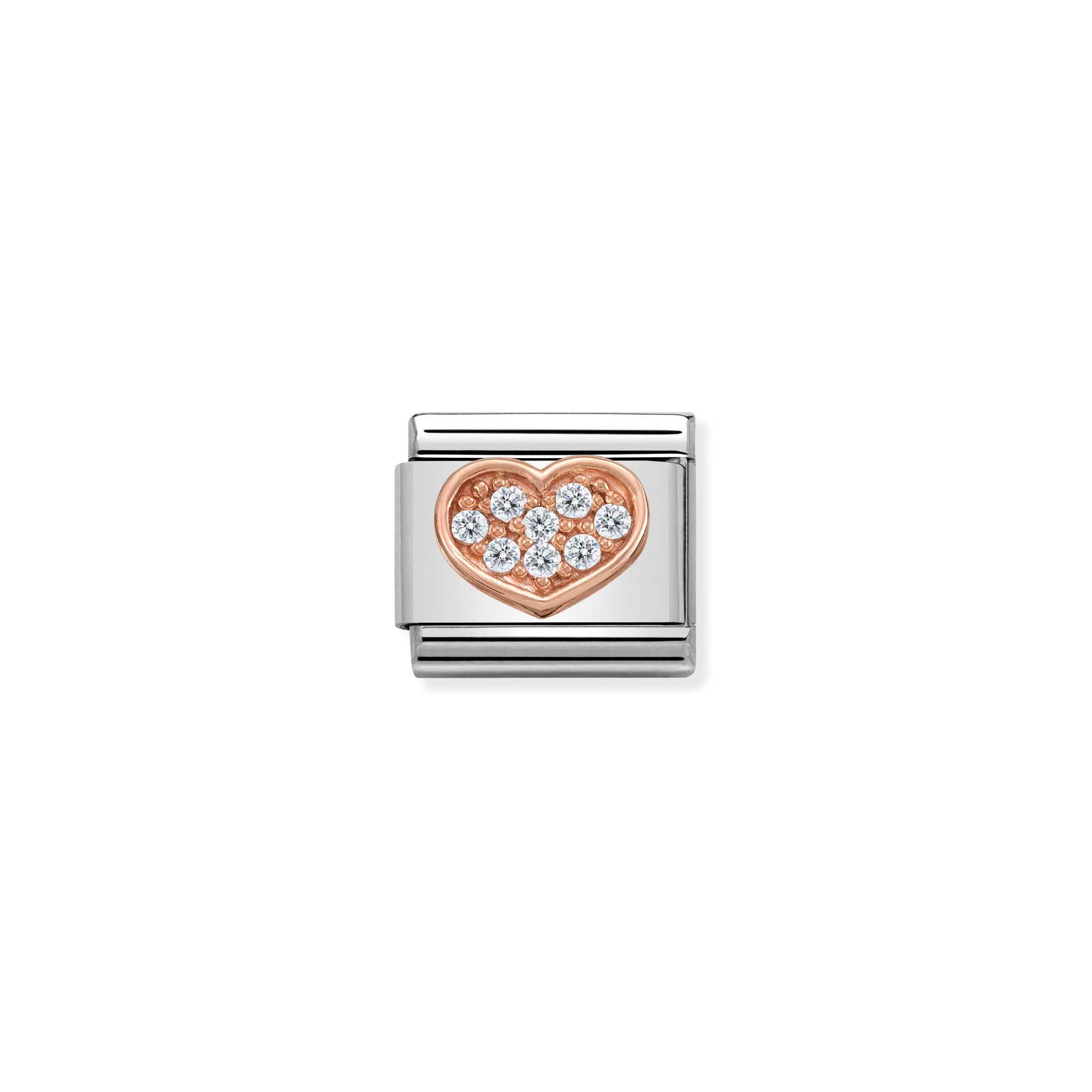 Charm, Composable Link, Heart with Stones