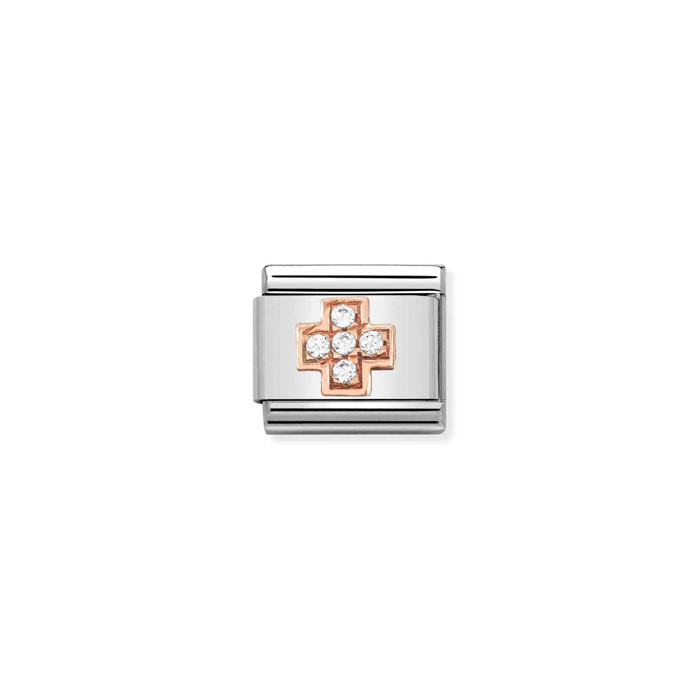 Charm, Composable Link, Rosegold Cross with Zirconia