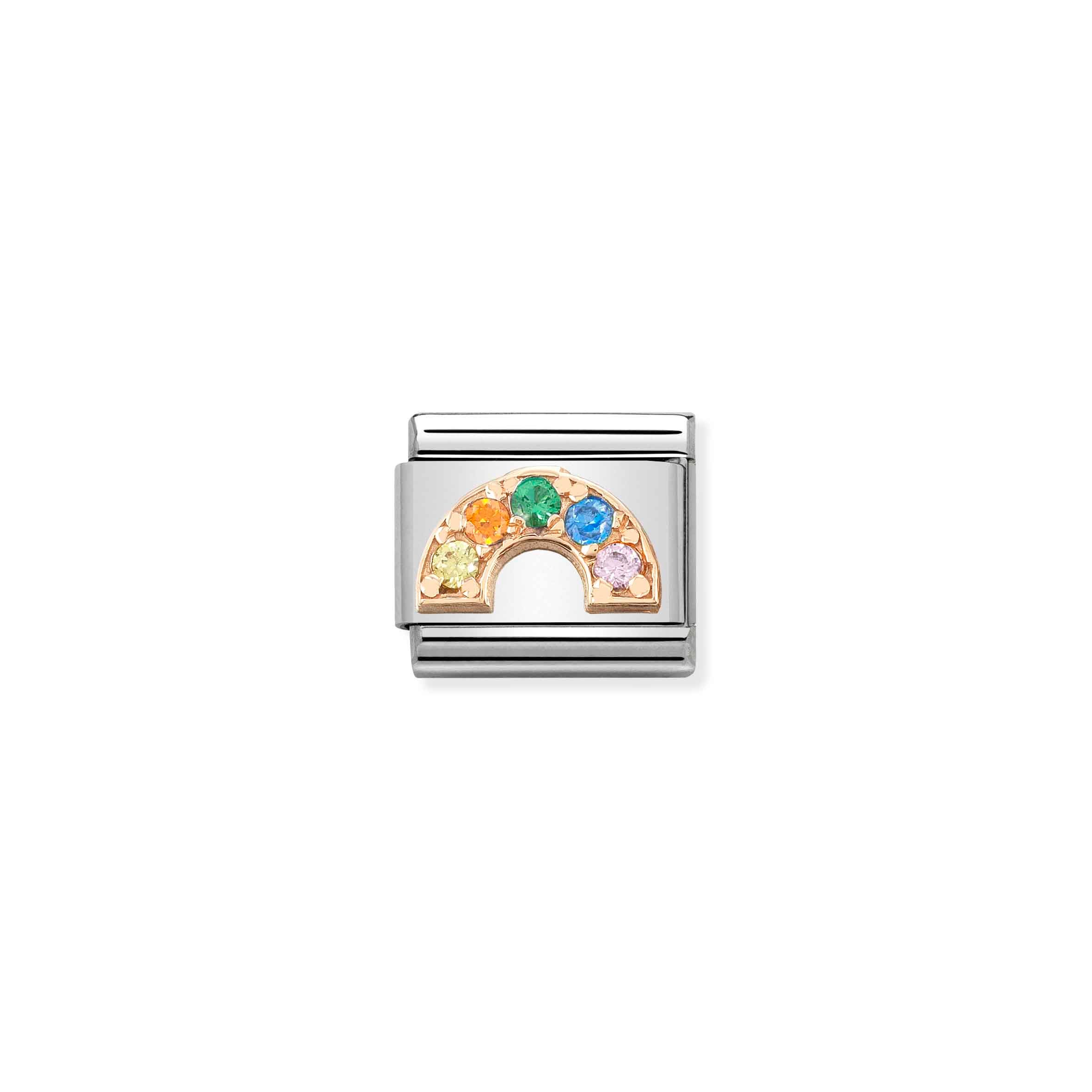 Charm, Composable Link, Rosegold Zirconia Rainbow