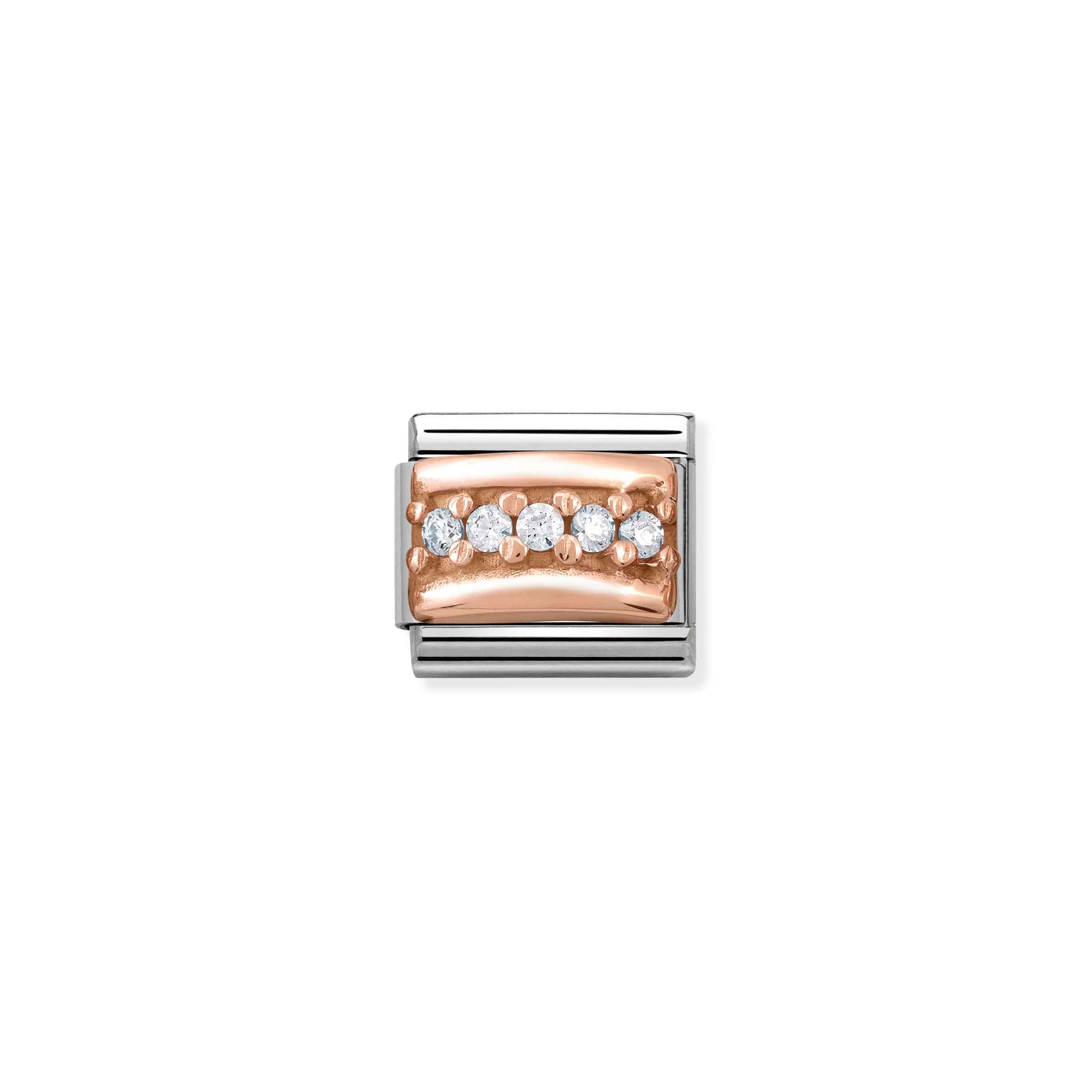 Charm, Composable Link, Rose Gold white Stones