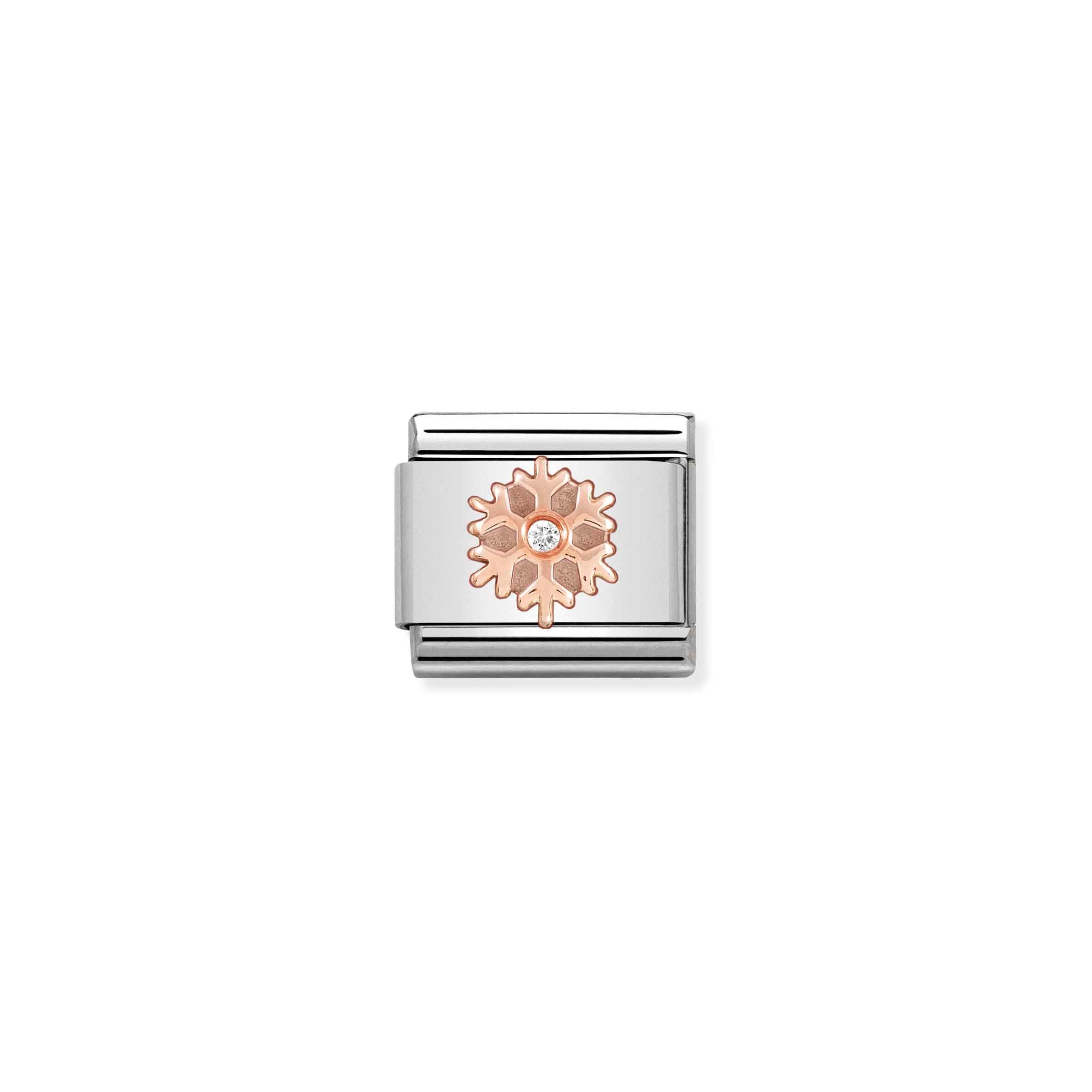 Charm, Composable Link, Rose gold Snowflake CZ