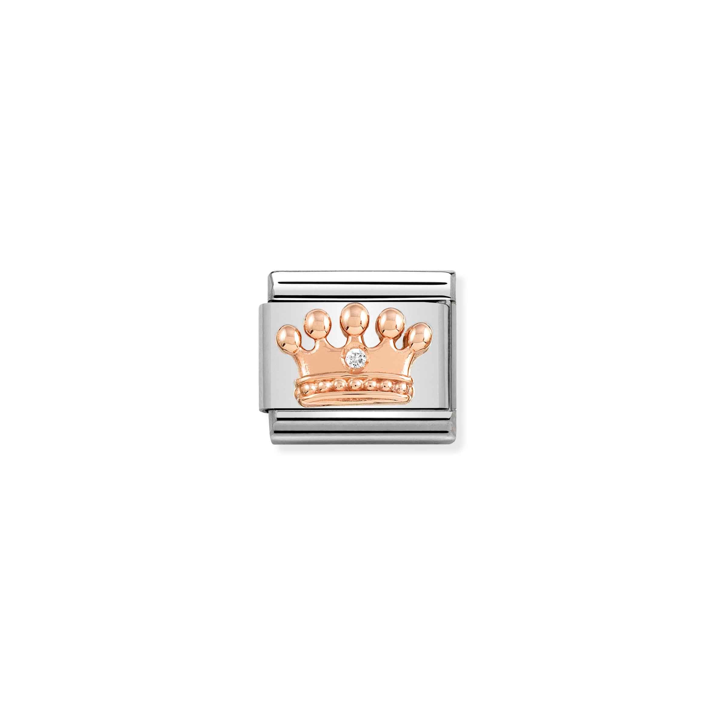 Charm, Composable Link, Rose gold Crown with CZ