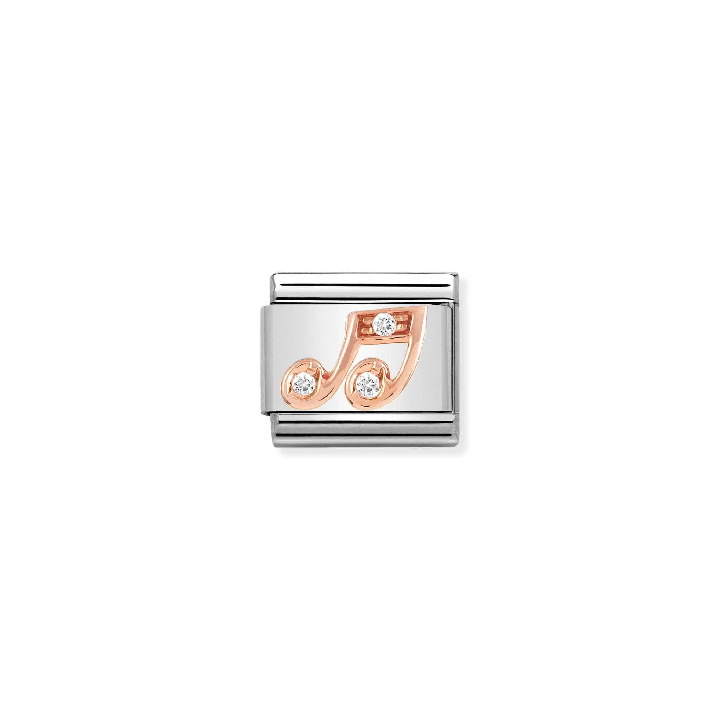 Charm, Composable Link, Rose gold Music Note with CZ