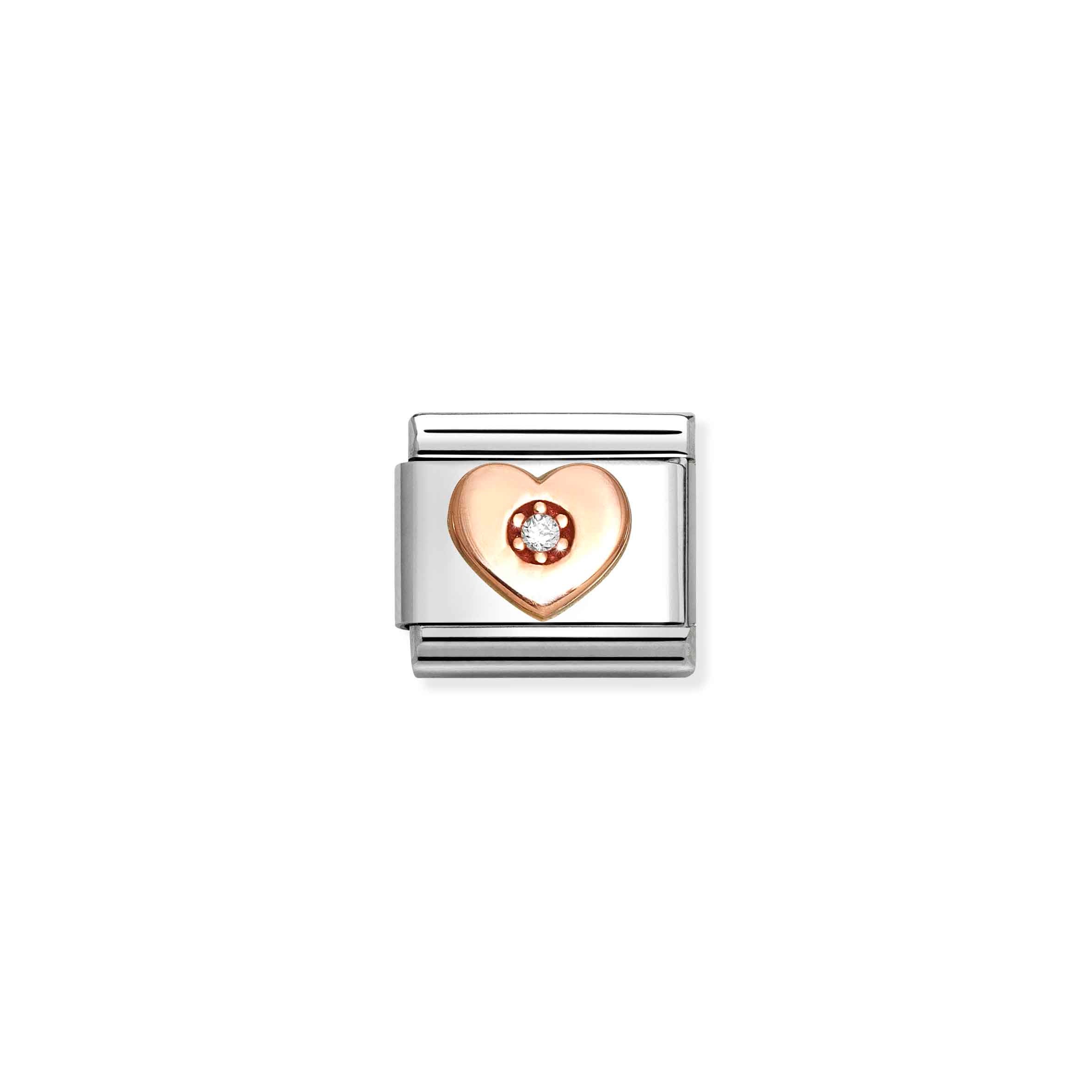 Charm, Composable Link, Heart with White stone