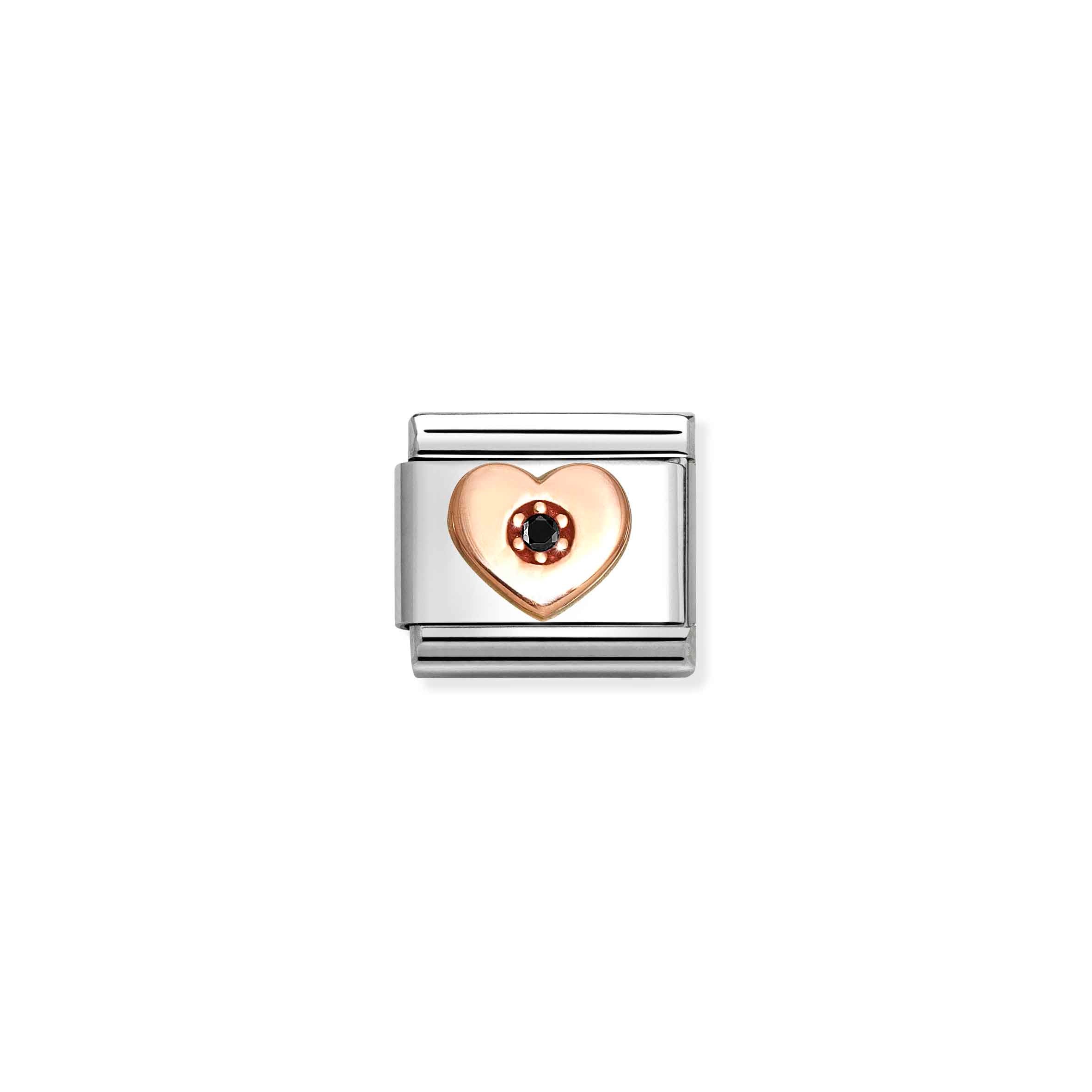 Charm, Composable Link, Heart with Black stone