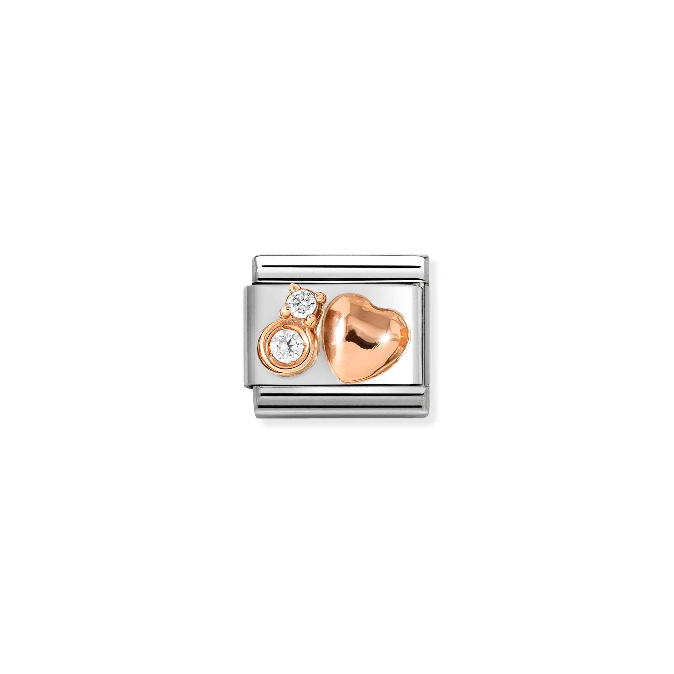 Charm, Composable Link, Heart with 2 CZ