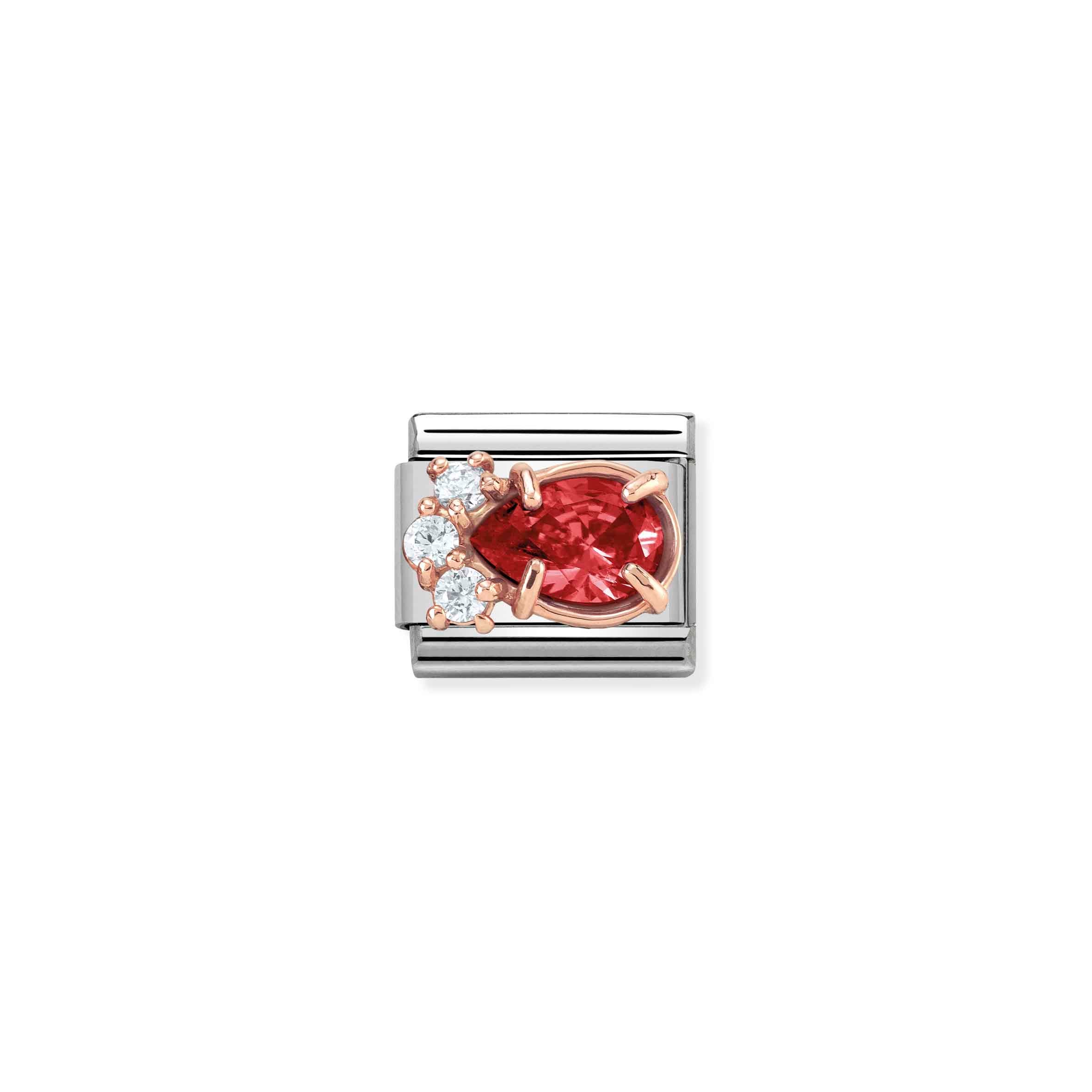 Charm, Composable Link, Rose Gold red Drop