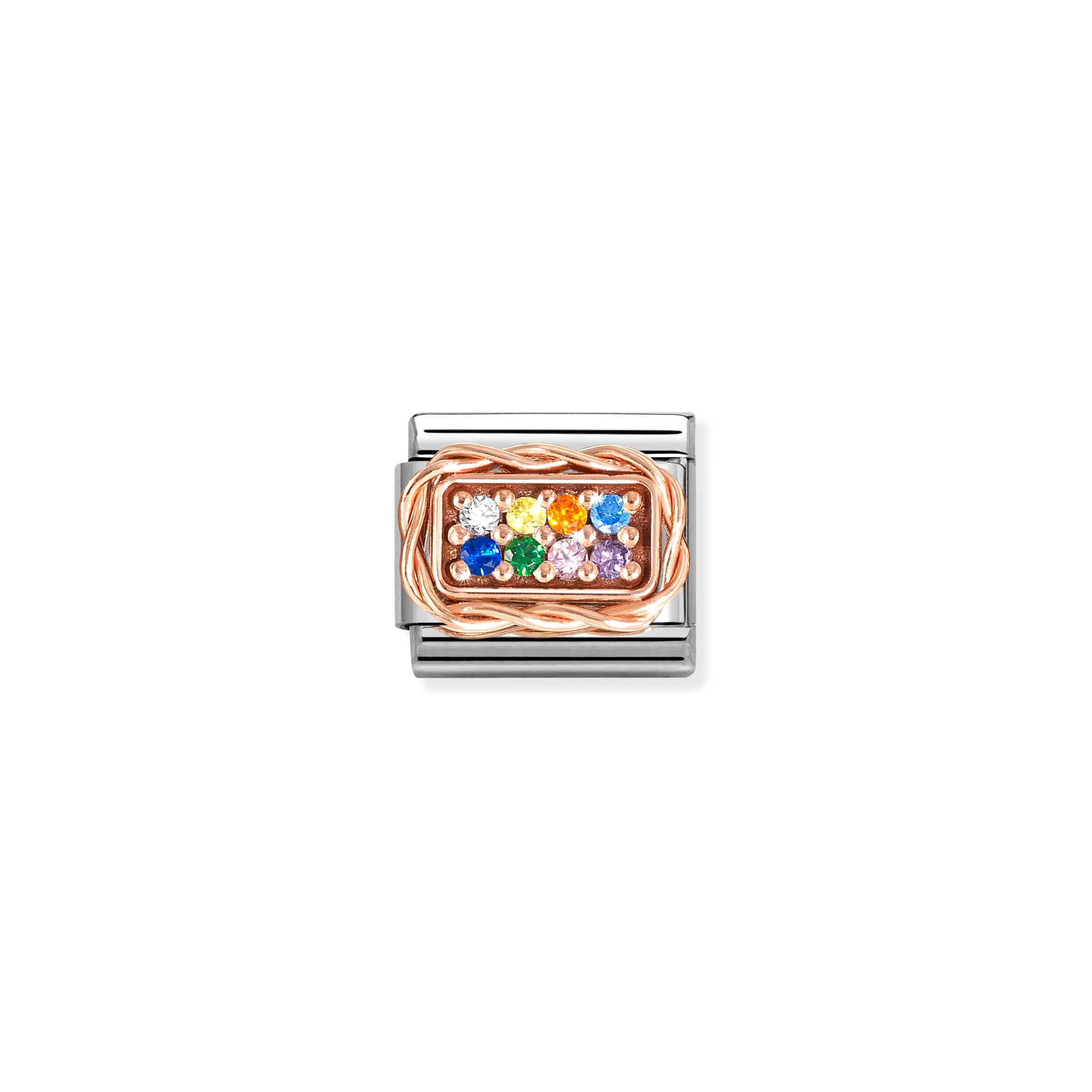 Charm, Composable Link, Pavé, Rainbow stones