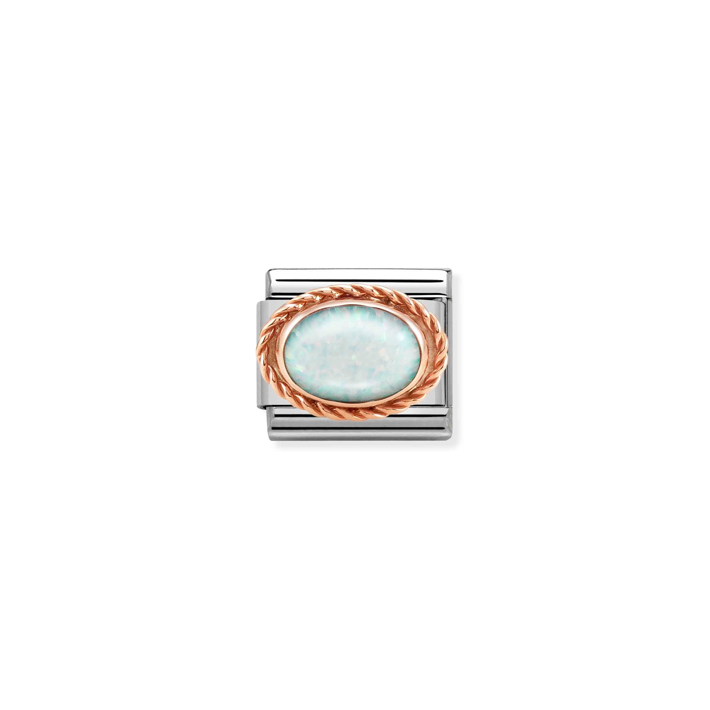 Charm, Composable Link, in Rosegold, White Opal