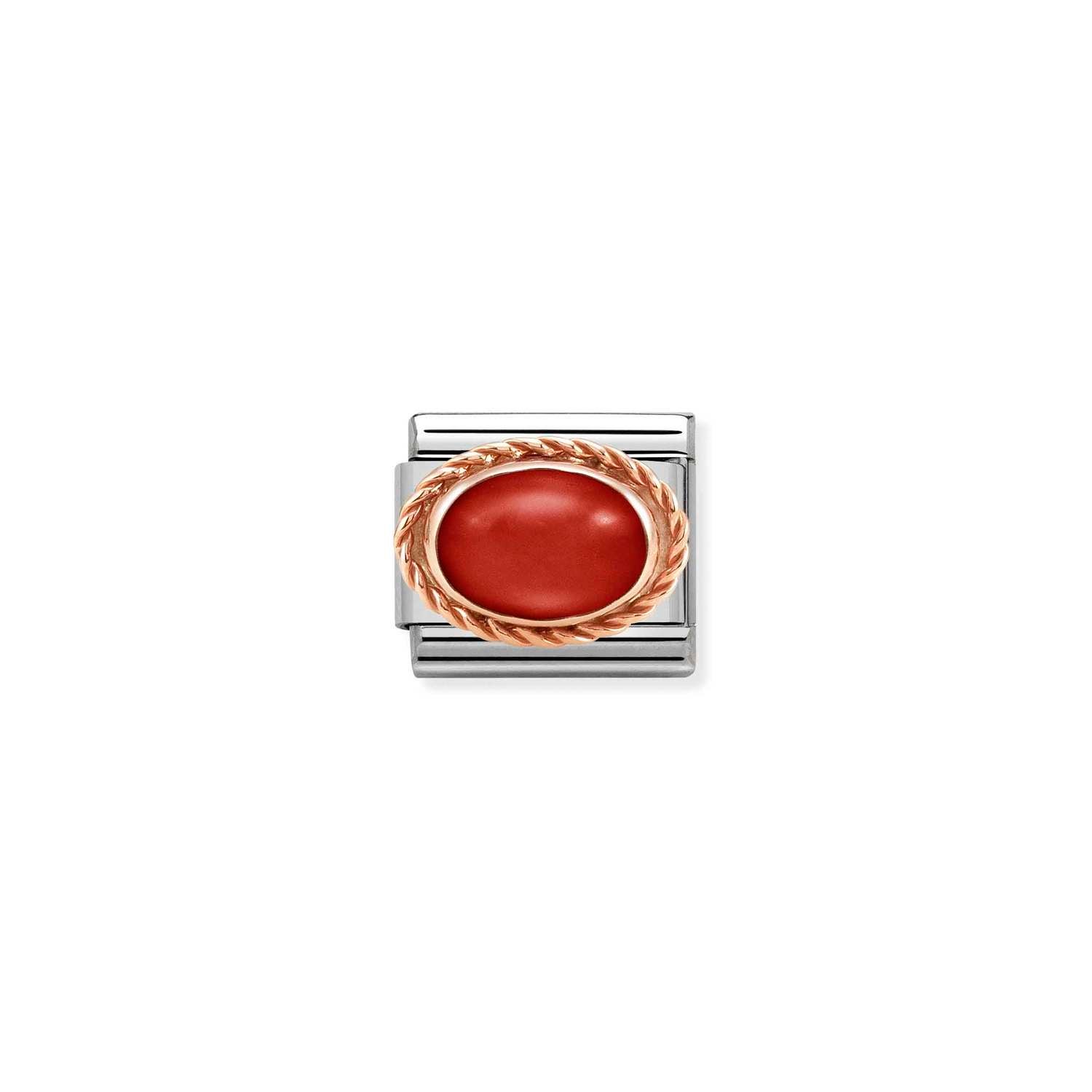 Charm, Composable Link, in Rosegold, Red Coral
