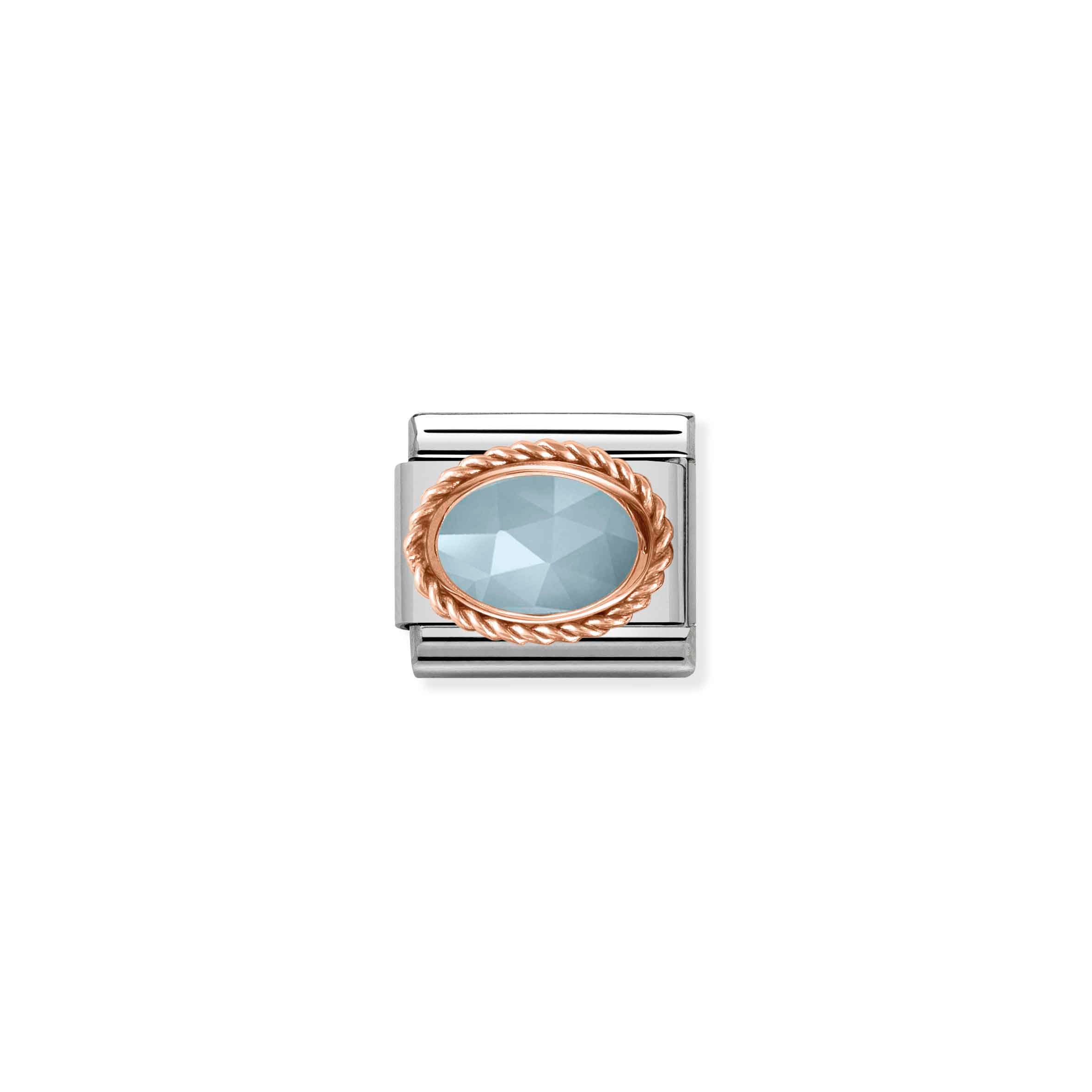 Charm, Composable Link, Rose Gold with Aquamarine Stone