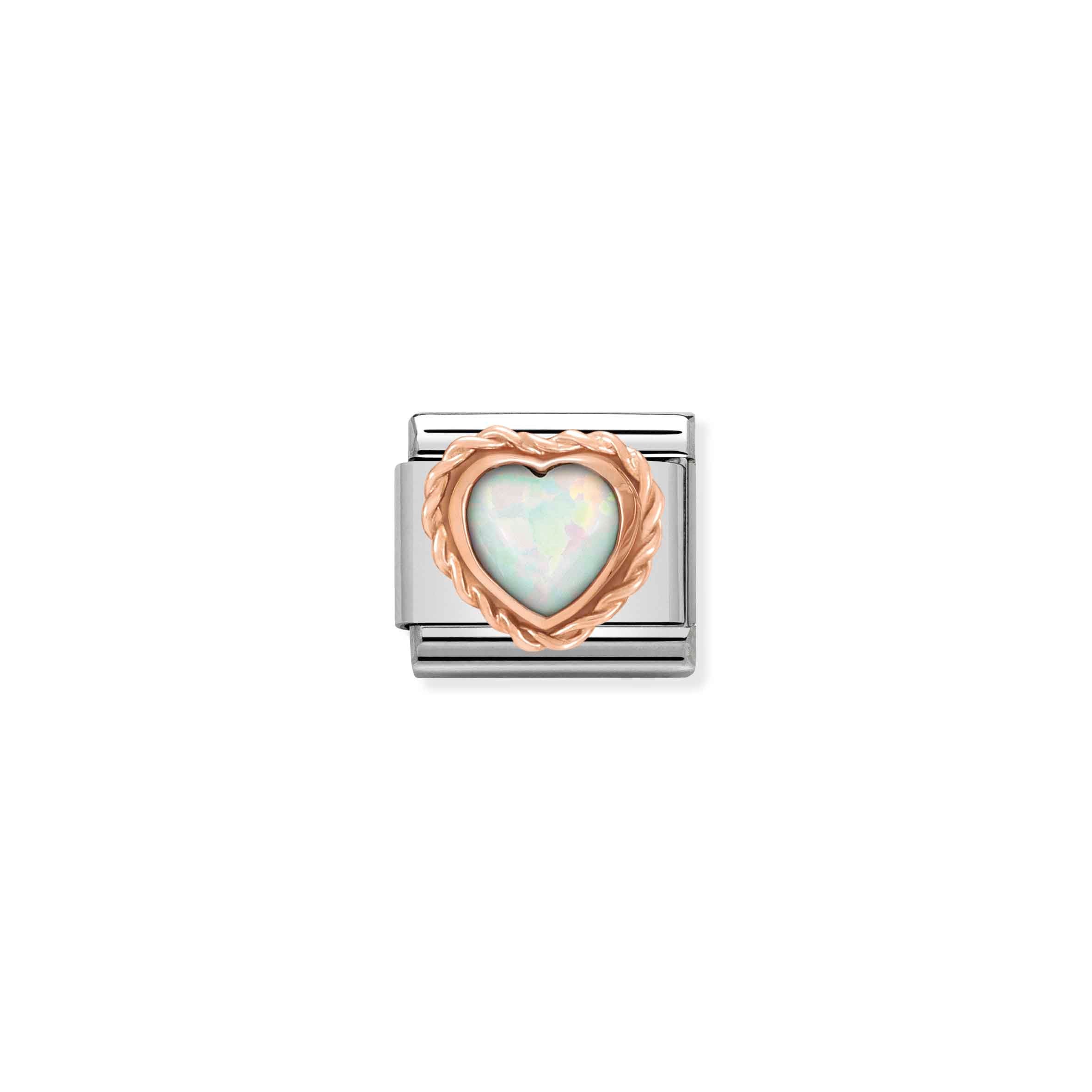 Charm, Composable Link, Heart in White Opal