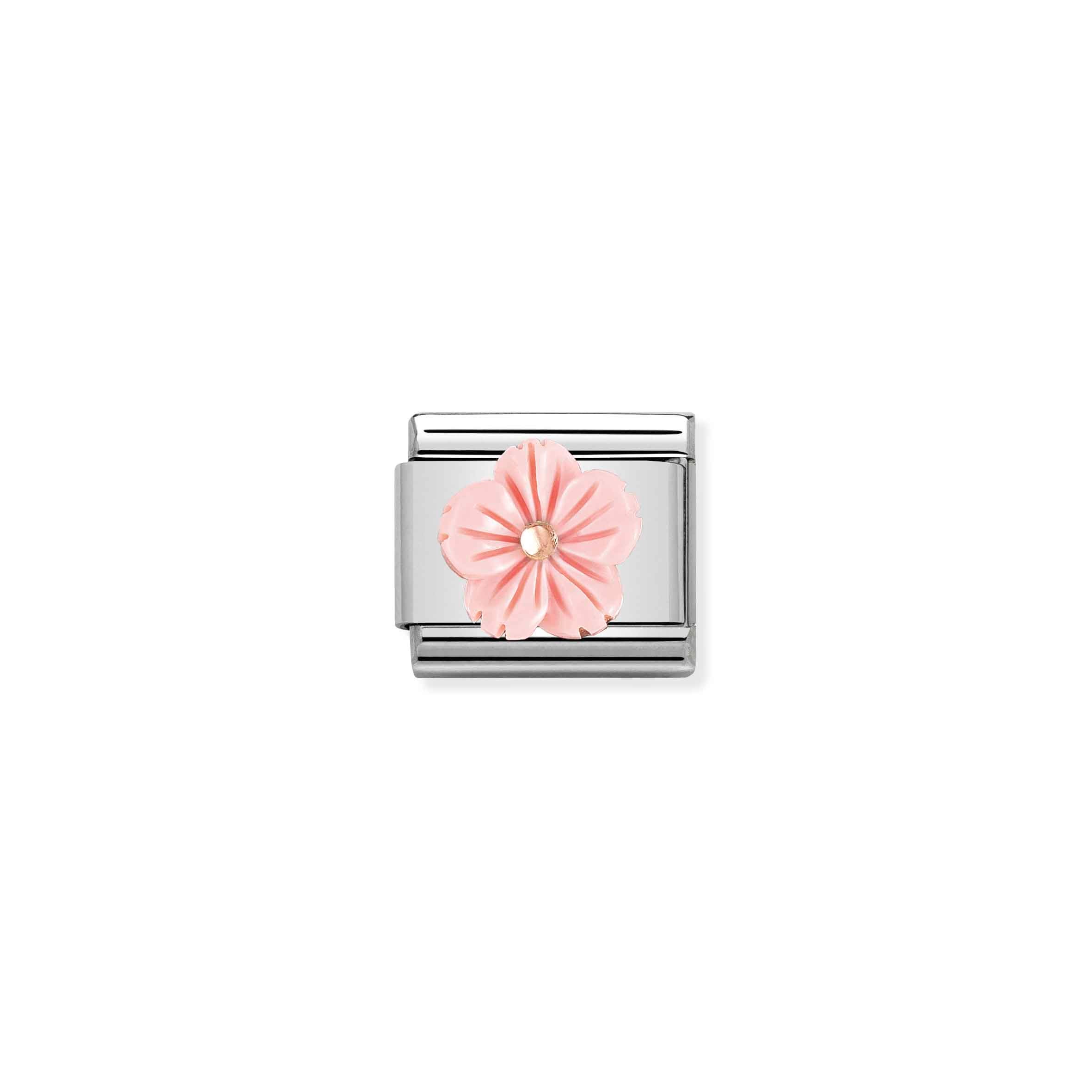 Charm, Composable Link, Pink Flower in coral paste