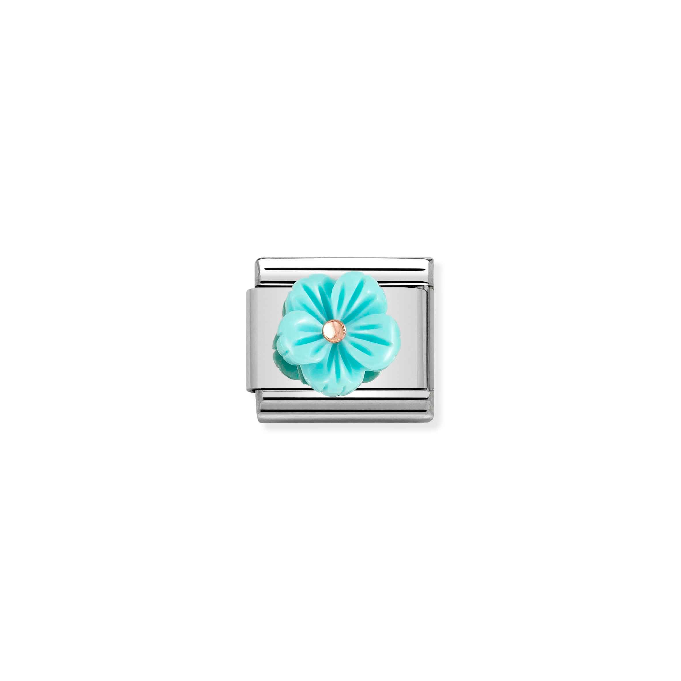 Charm, Composable Link, Turquoise Flower