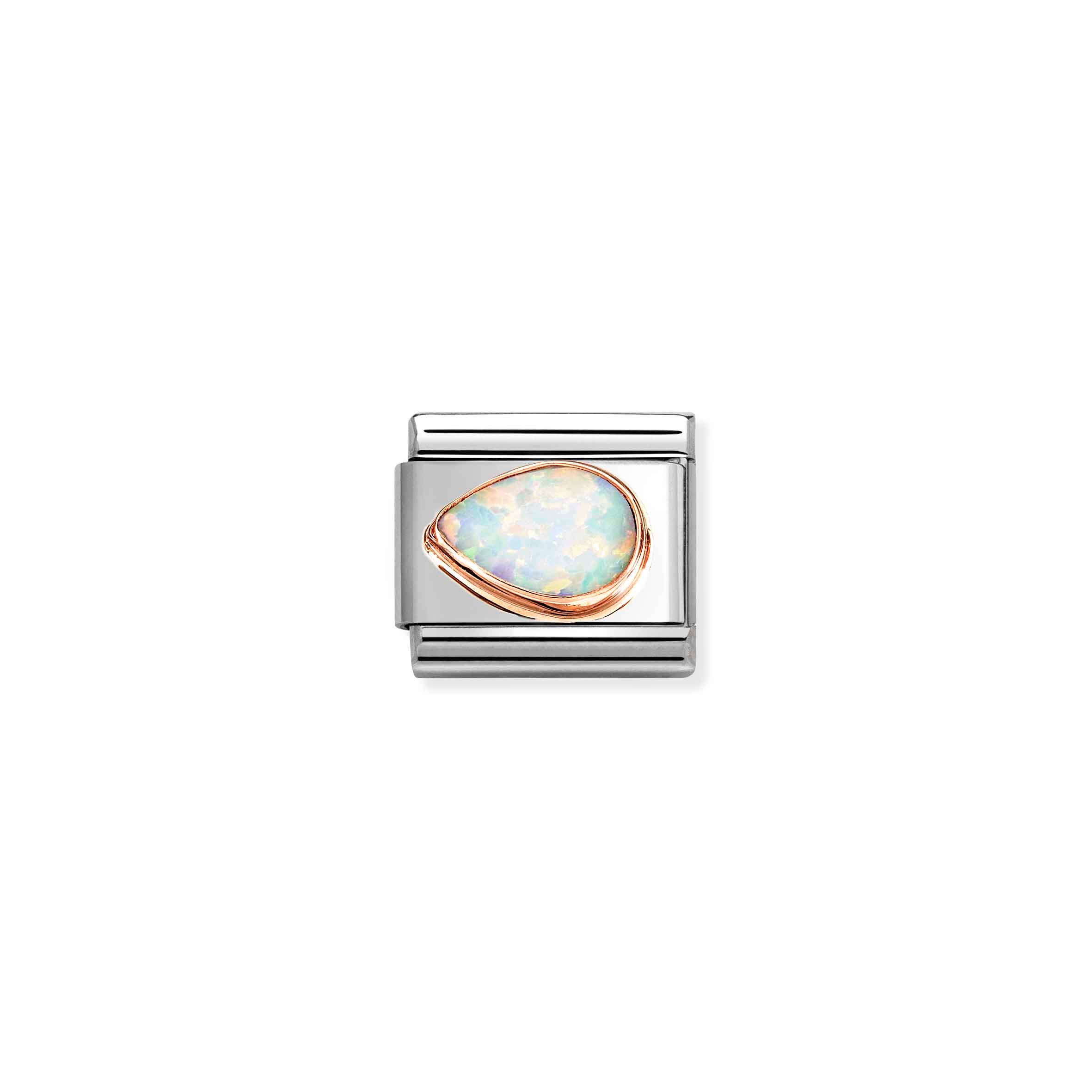 Charm, Composable Link, White Opal Drop Left