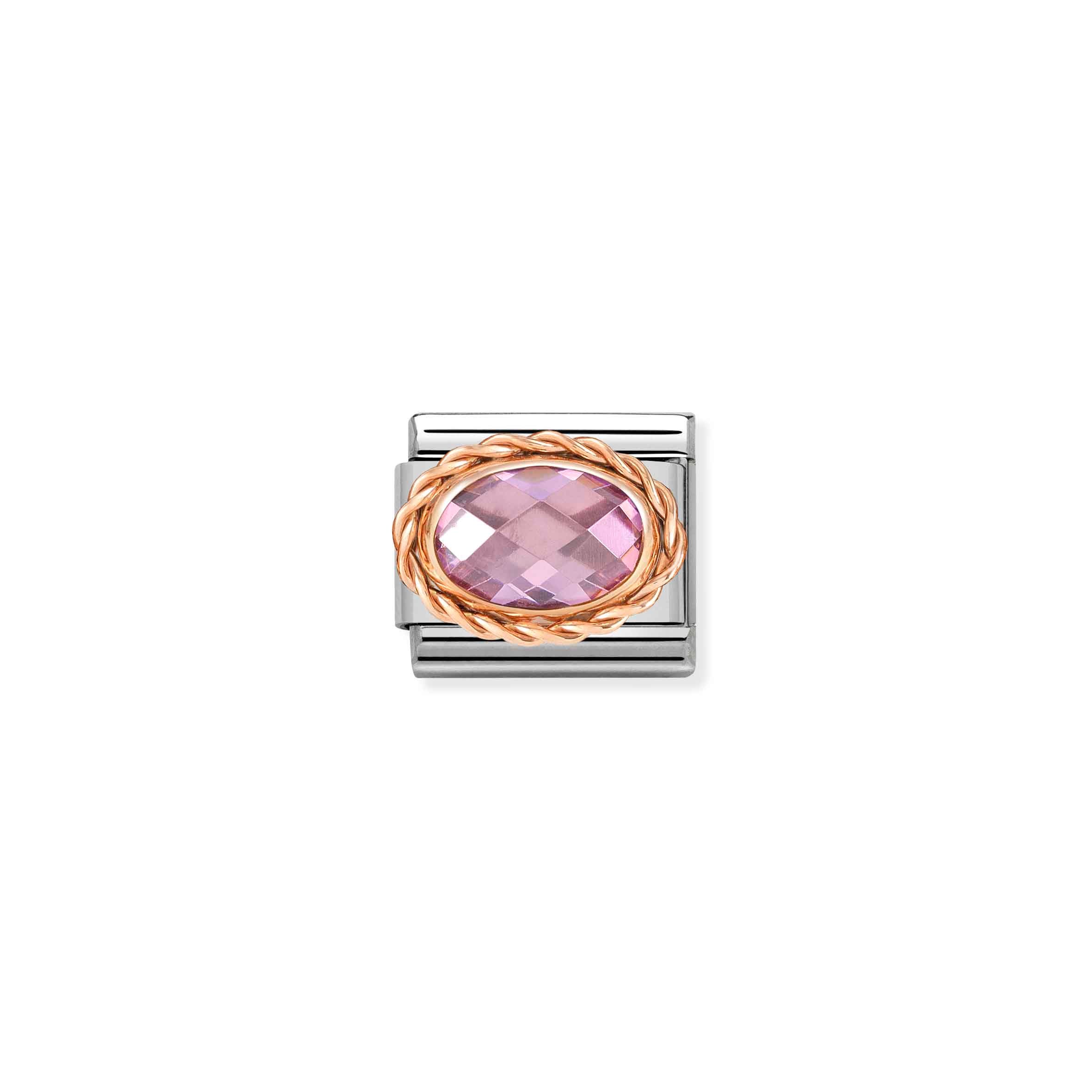 Charm, Composable Link, rosegold, Pink stone