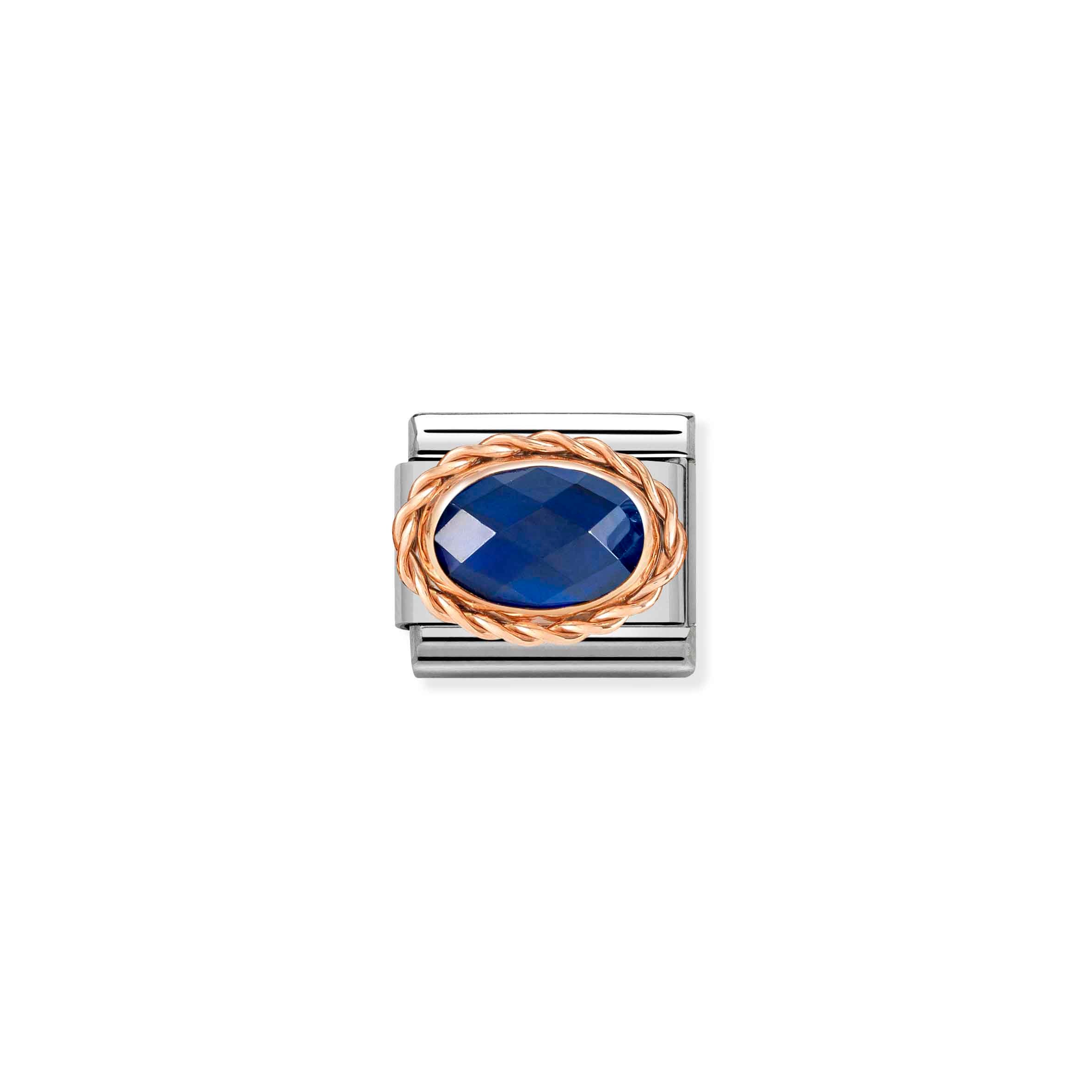 Charm, Composable Link, rosegold, Blue stone
