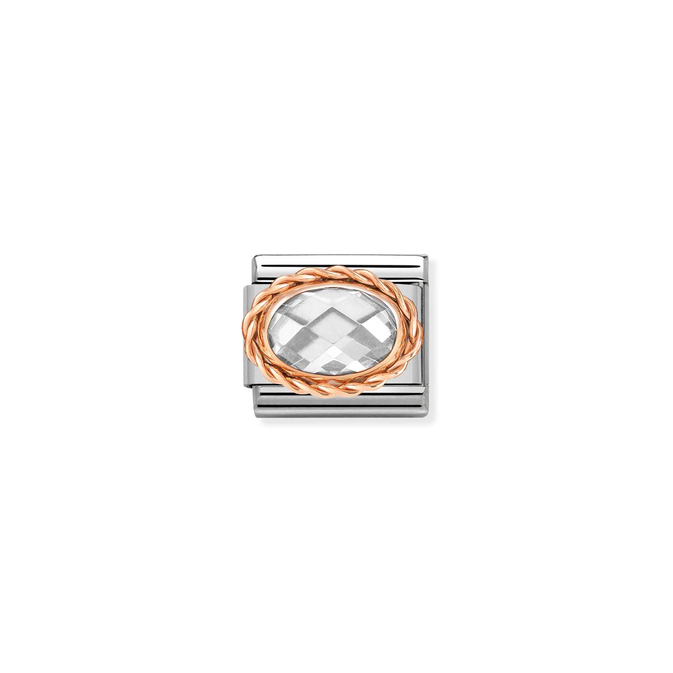 Charm, Composable Link, rosegold, White stone