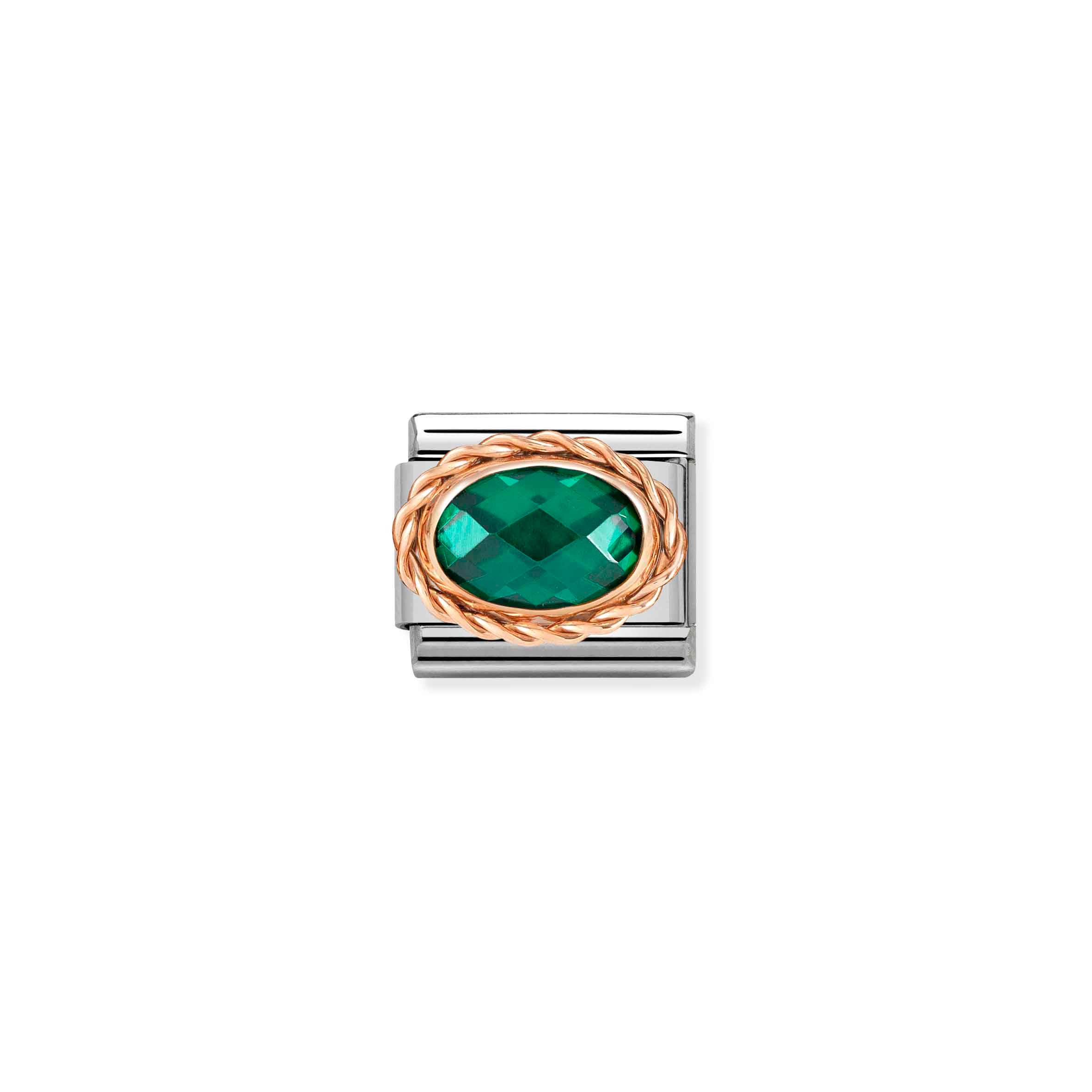 Charm, Composable Link, rosegold, Emerald Green