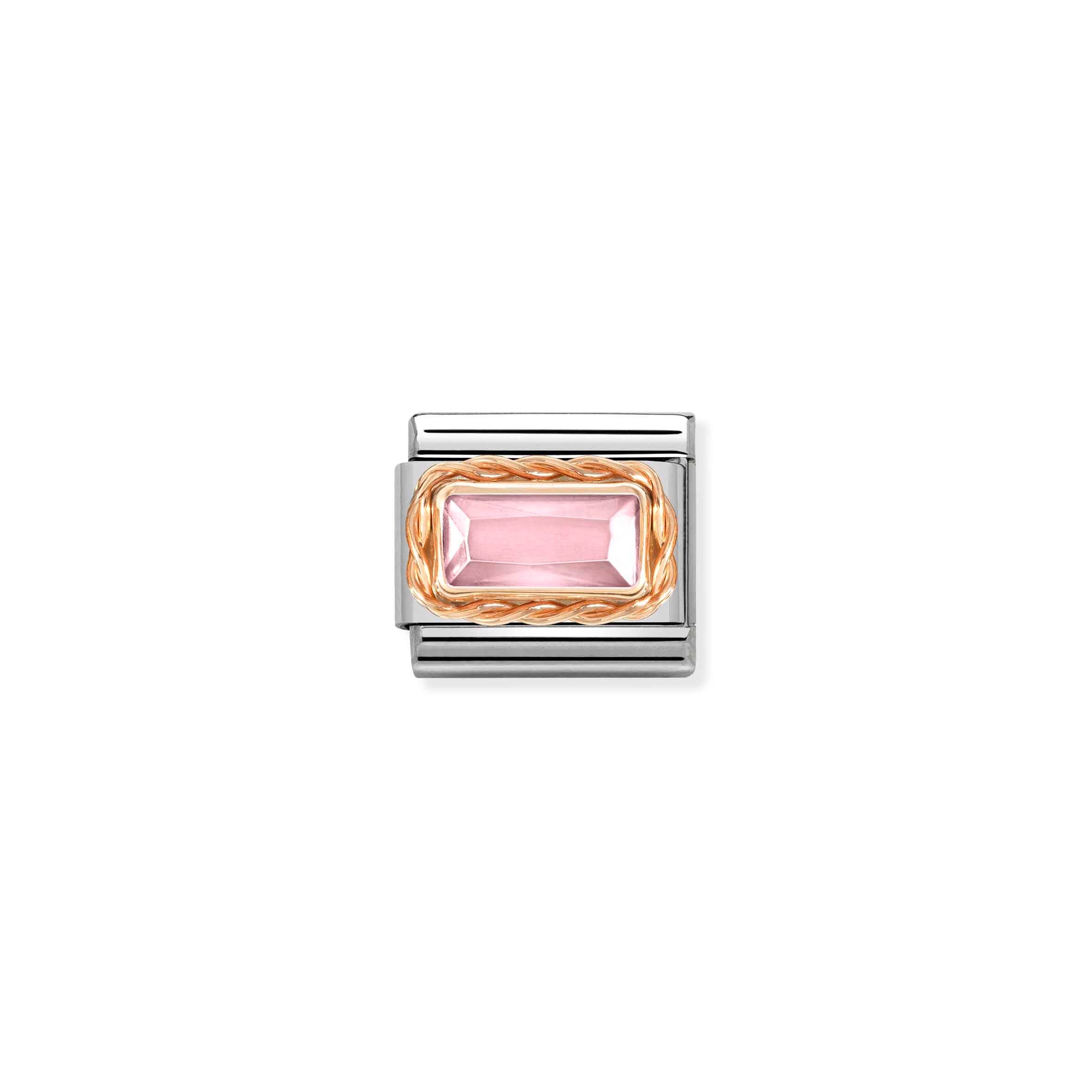 Charm, Composable Link, Pink CZ in rose gold