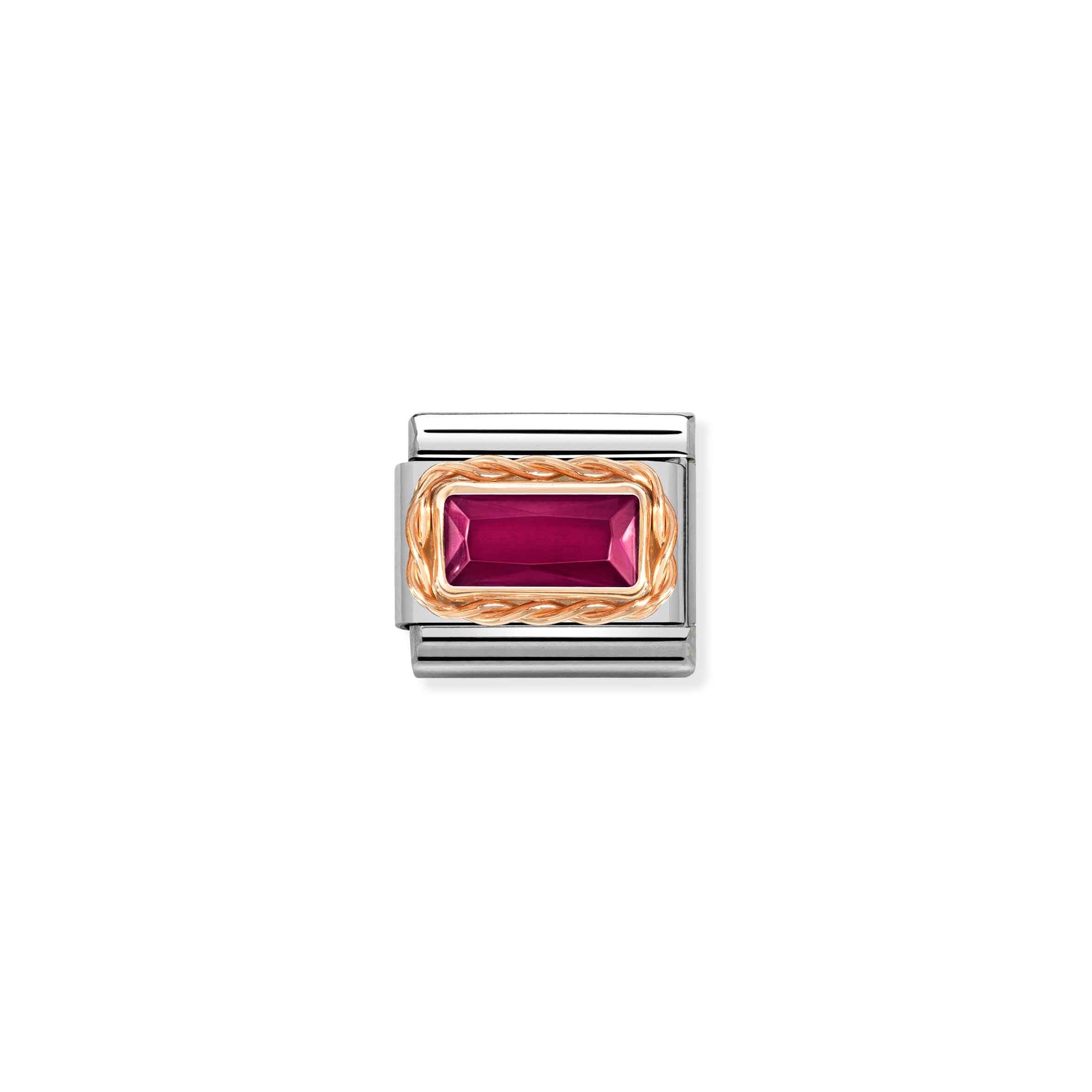 Charm, Composable Link, Red CZ in rose gold