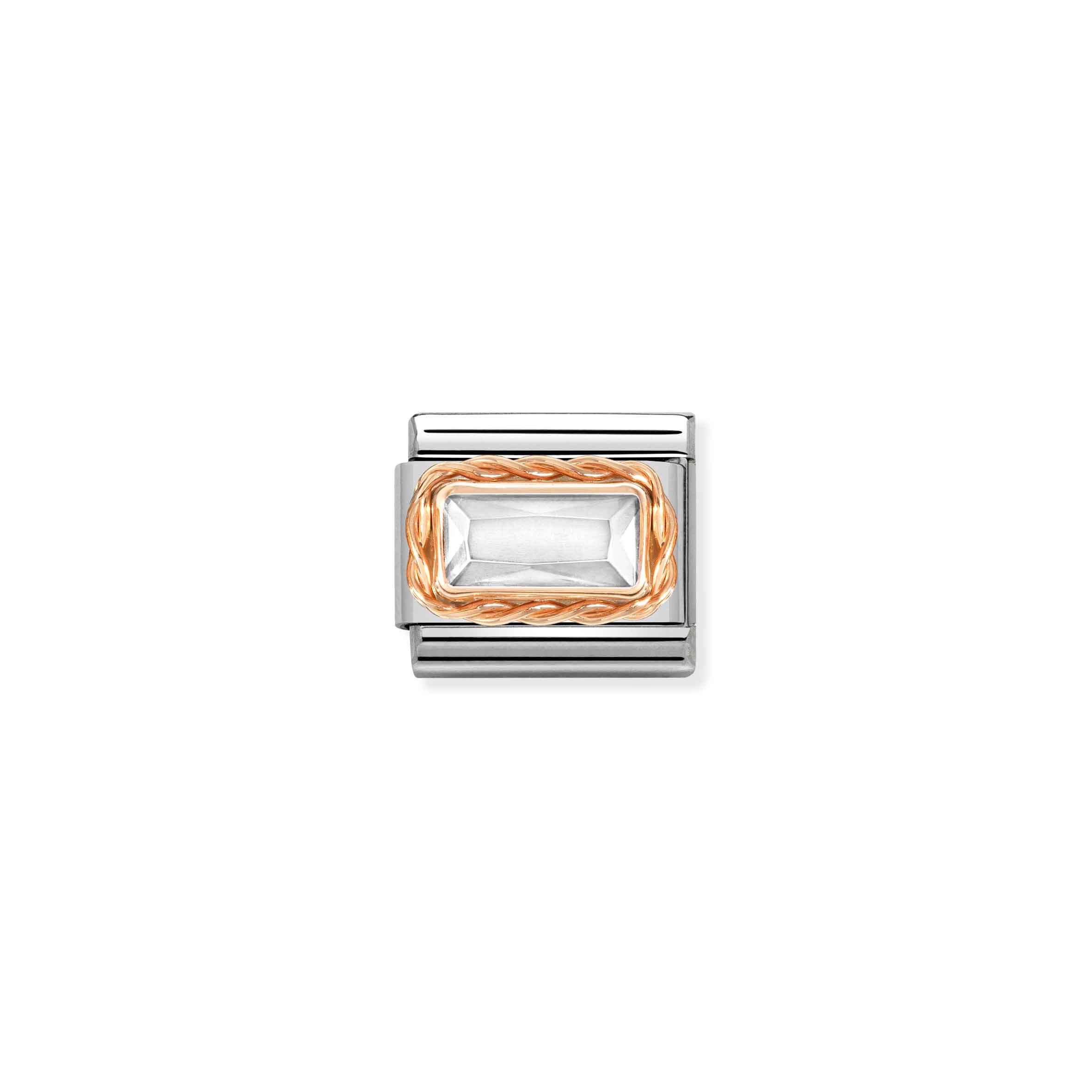 Charm, Composable Link, White CZ in rose gold