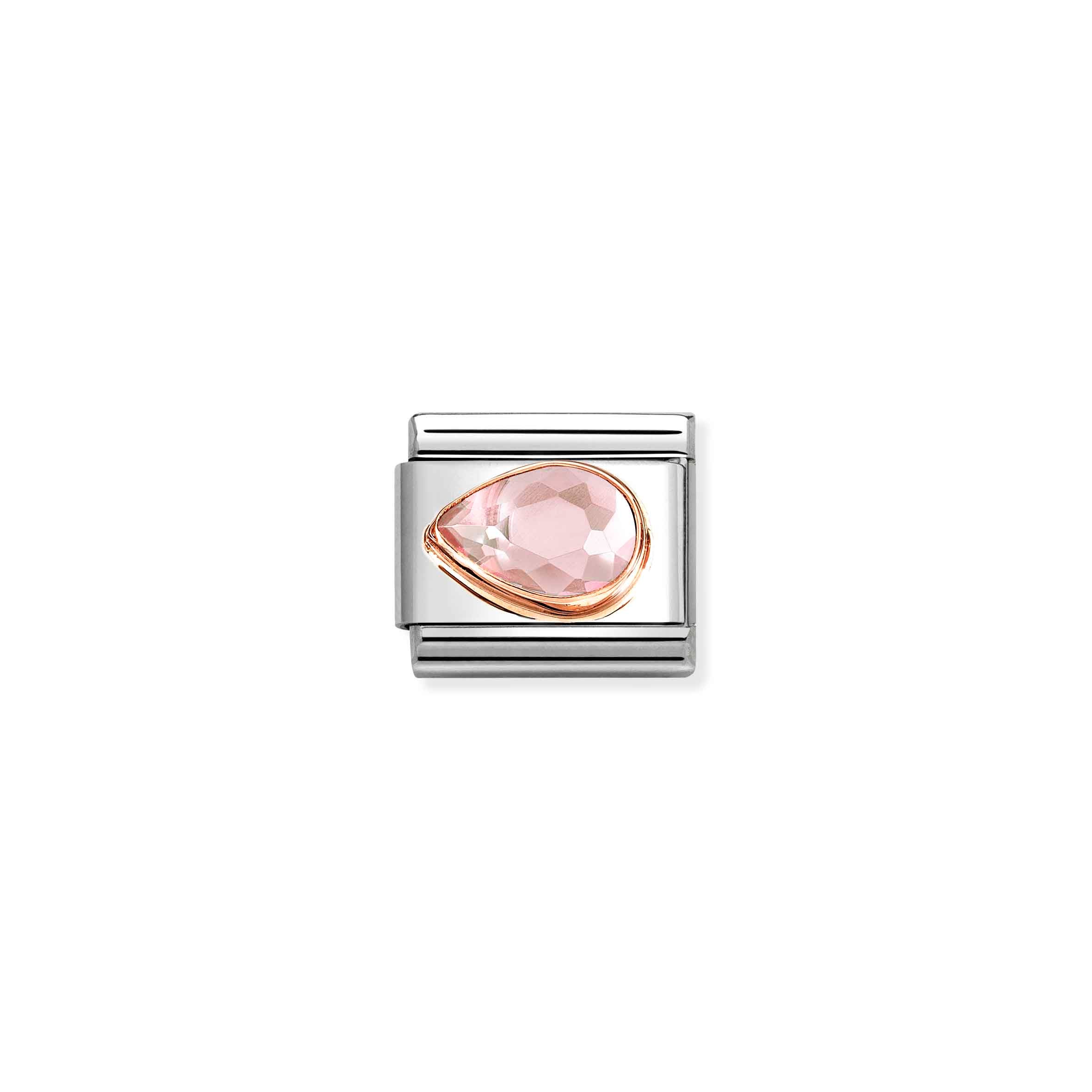 Charm, Composable Link, Pink Stone Drop, Left