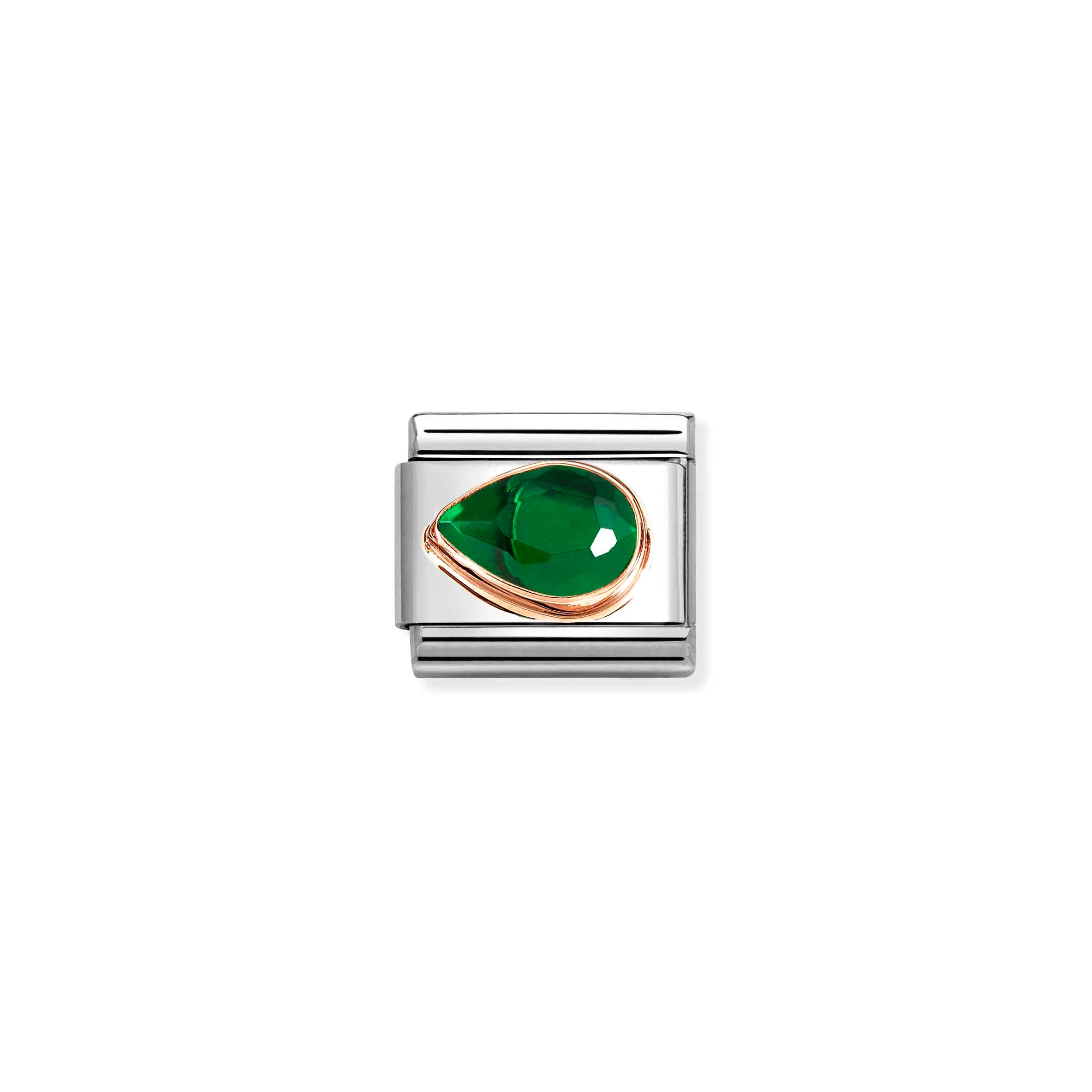 Charm, Composable Link, Green Stone Drop, Left