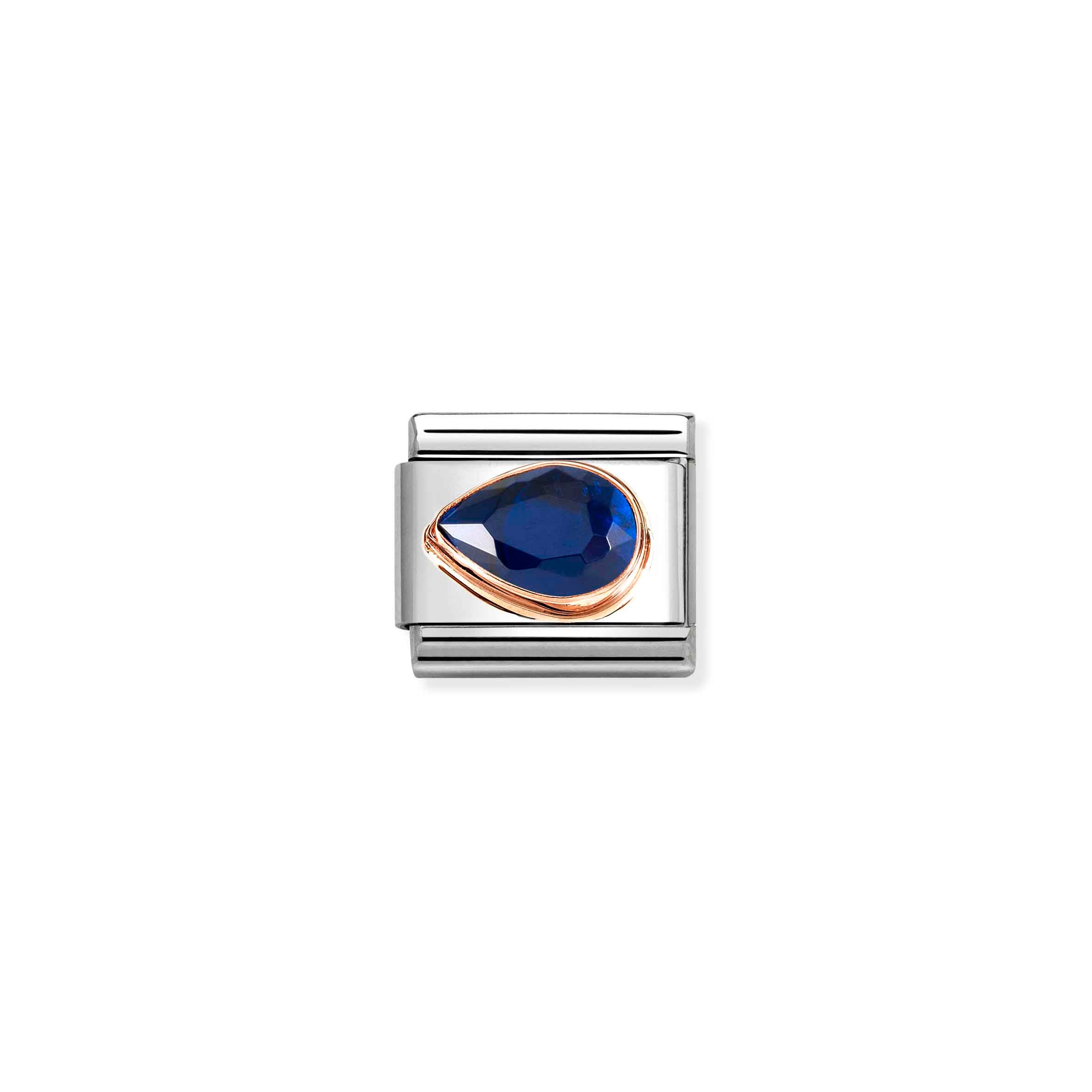 Charm, Composable Link, Dark Blue Stone Drop, Left