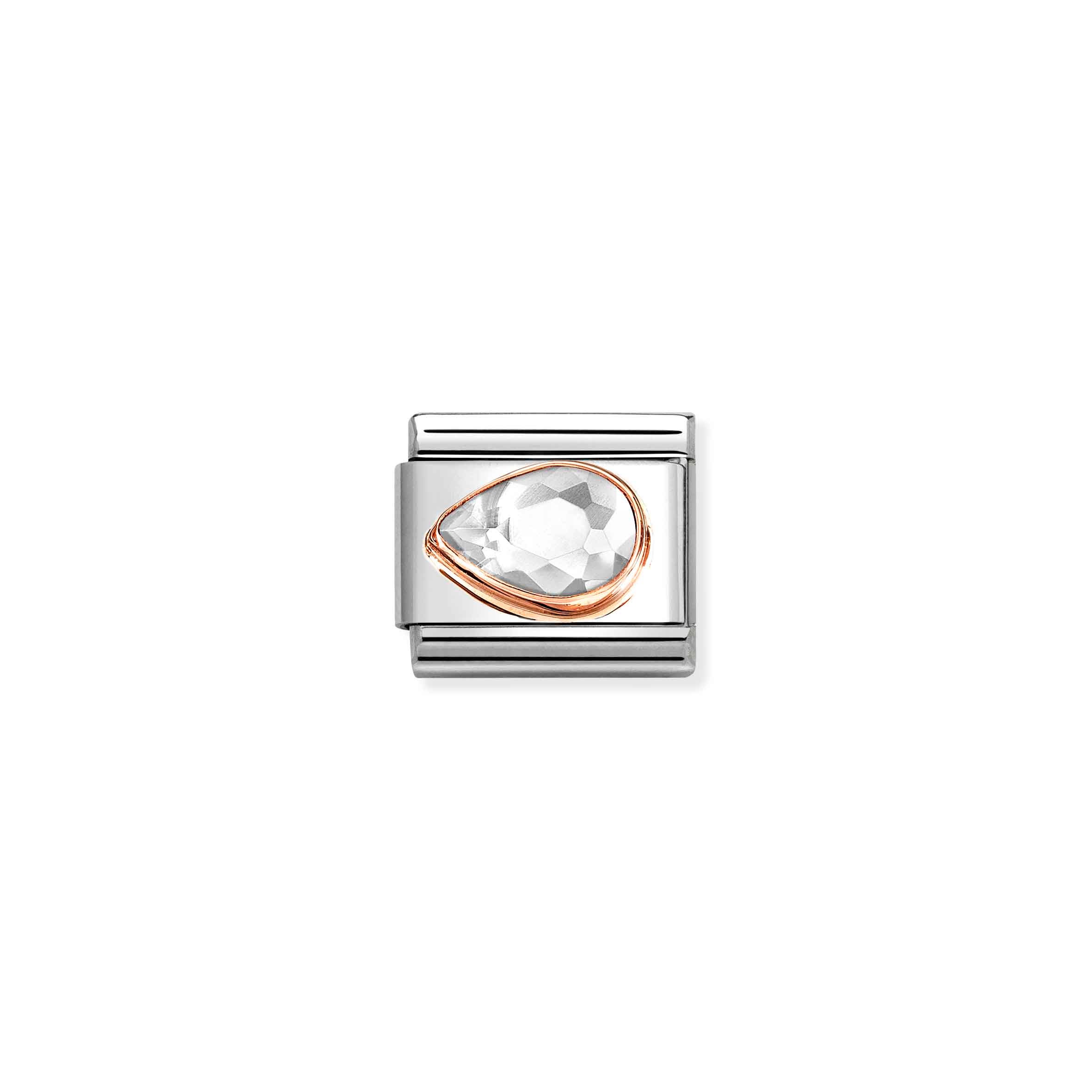 Charm, Composable Link, White Stone Drop, Left