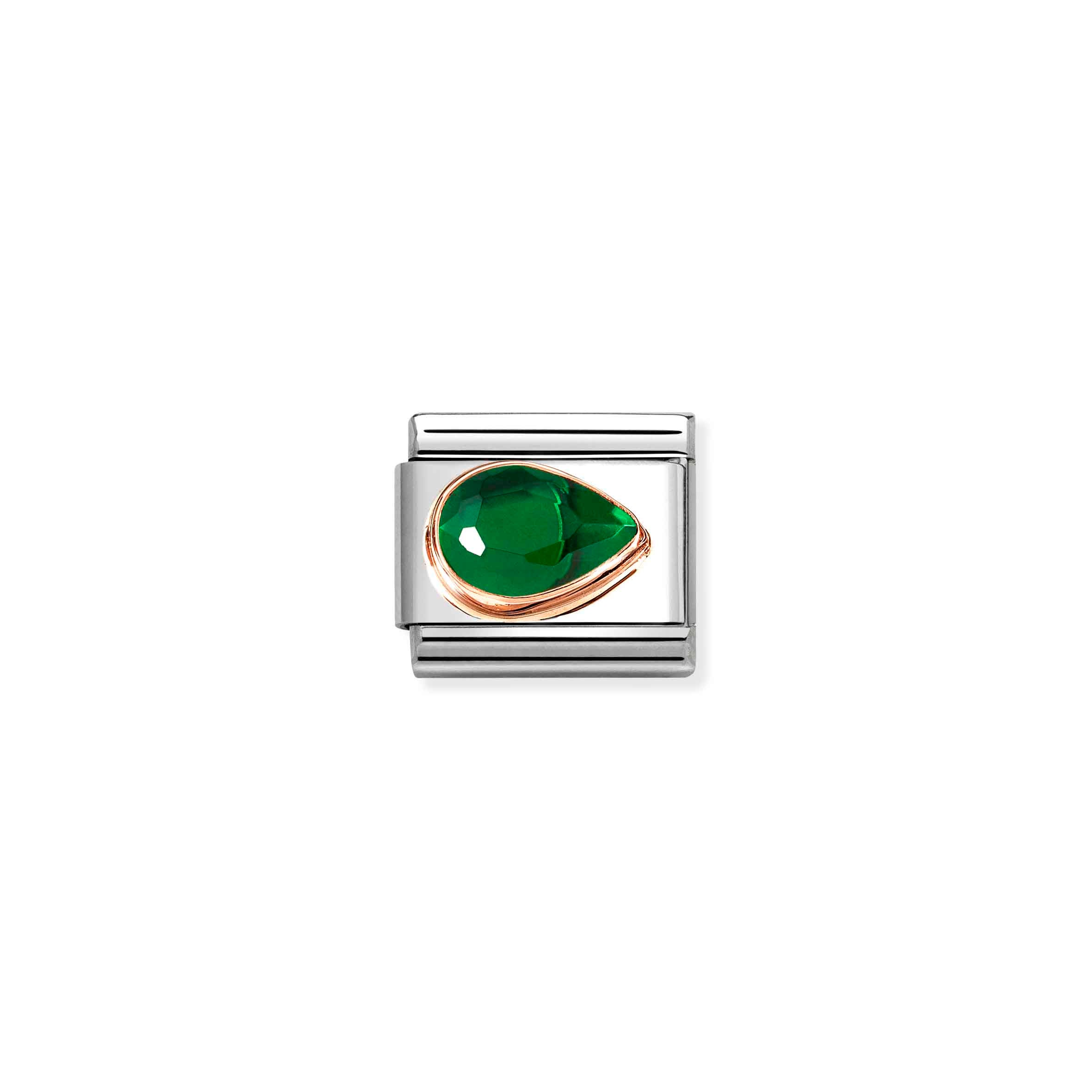 Charm, Composable Link, Green Stone Drop, Right