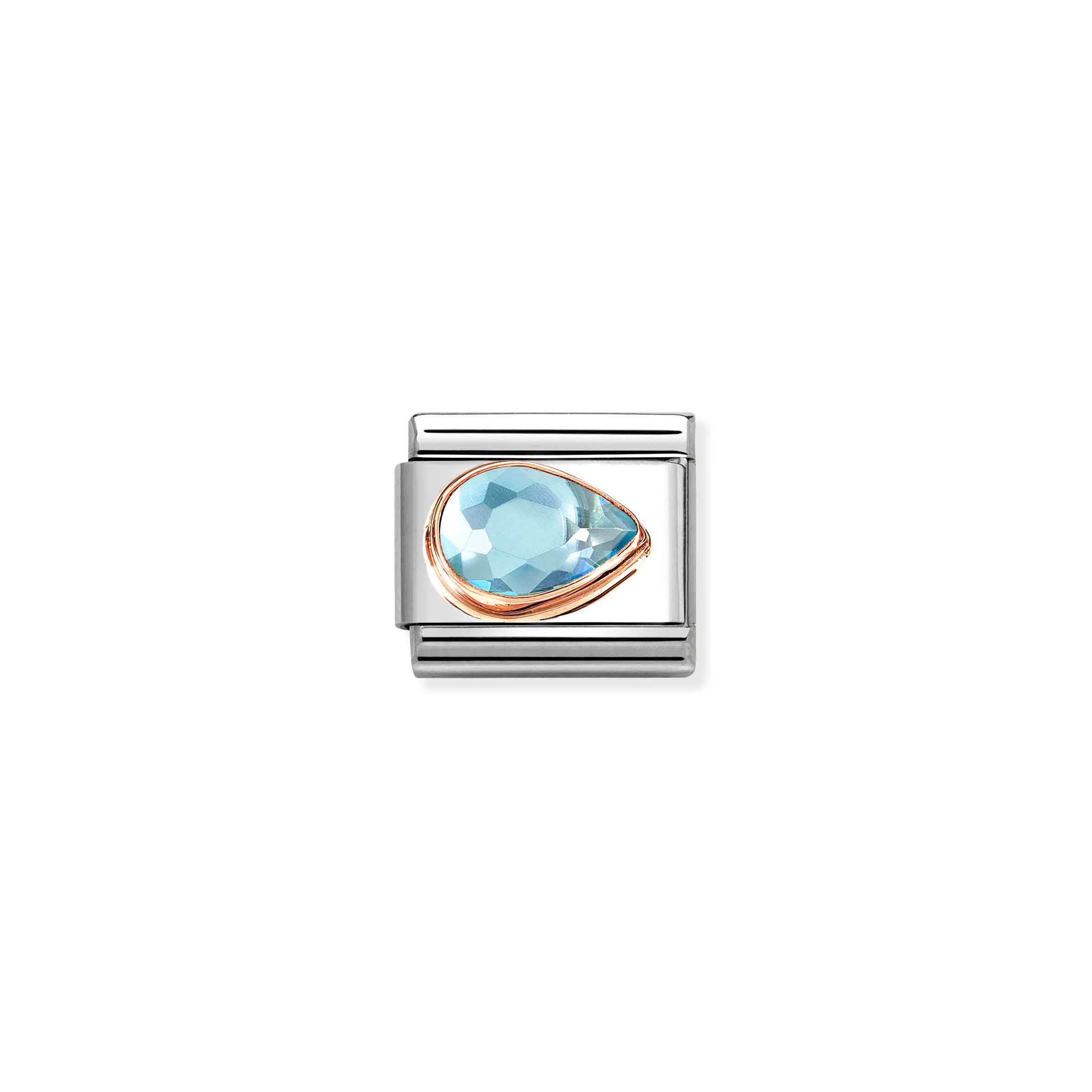 Charm, Composable Link, Light Blue Stone Drop, Right