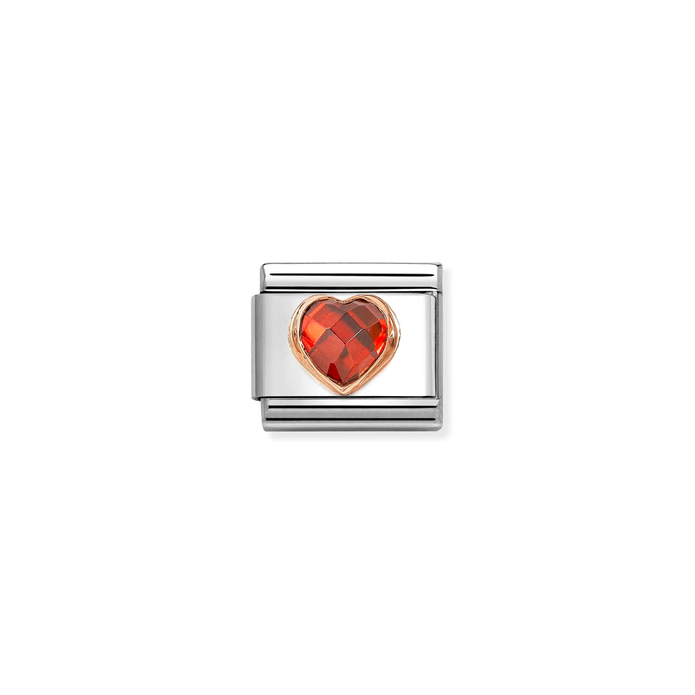 Charm, Composable Link, Red faceted Heart
