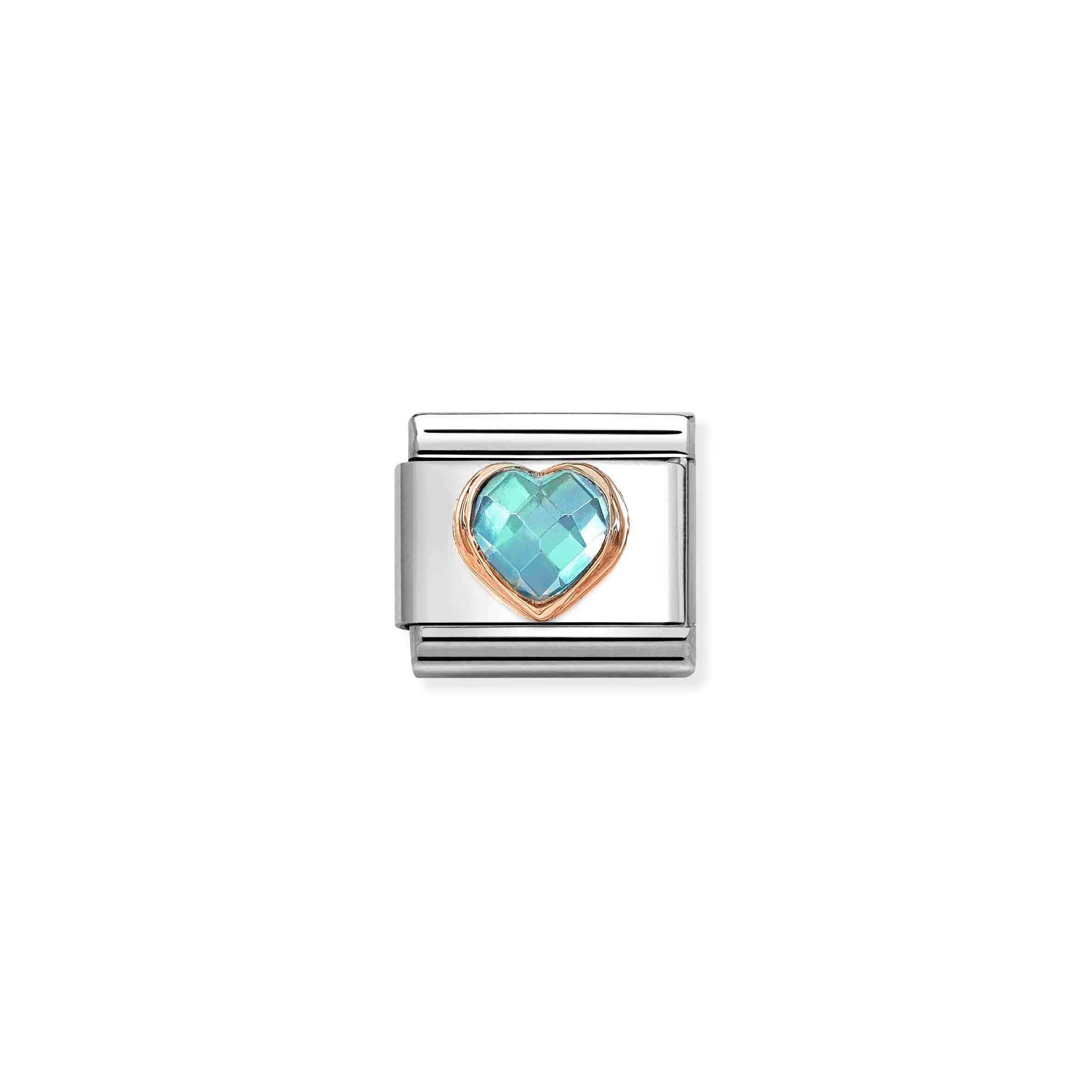 Charm, Composable Link, Heart with Light Blue CZ