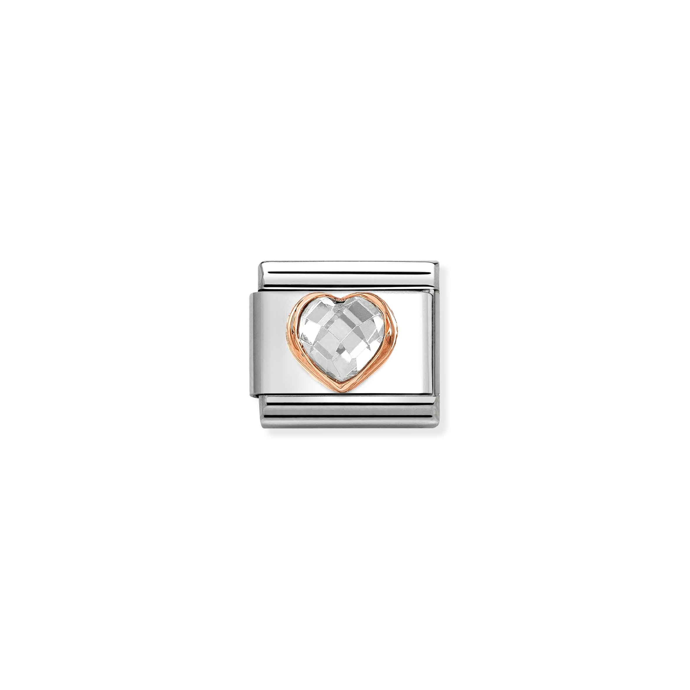 Charm, Composable Link, Heart with White CZ