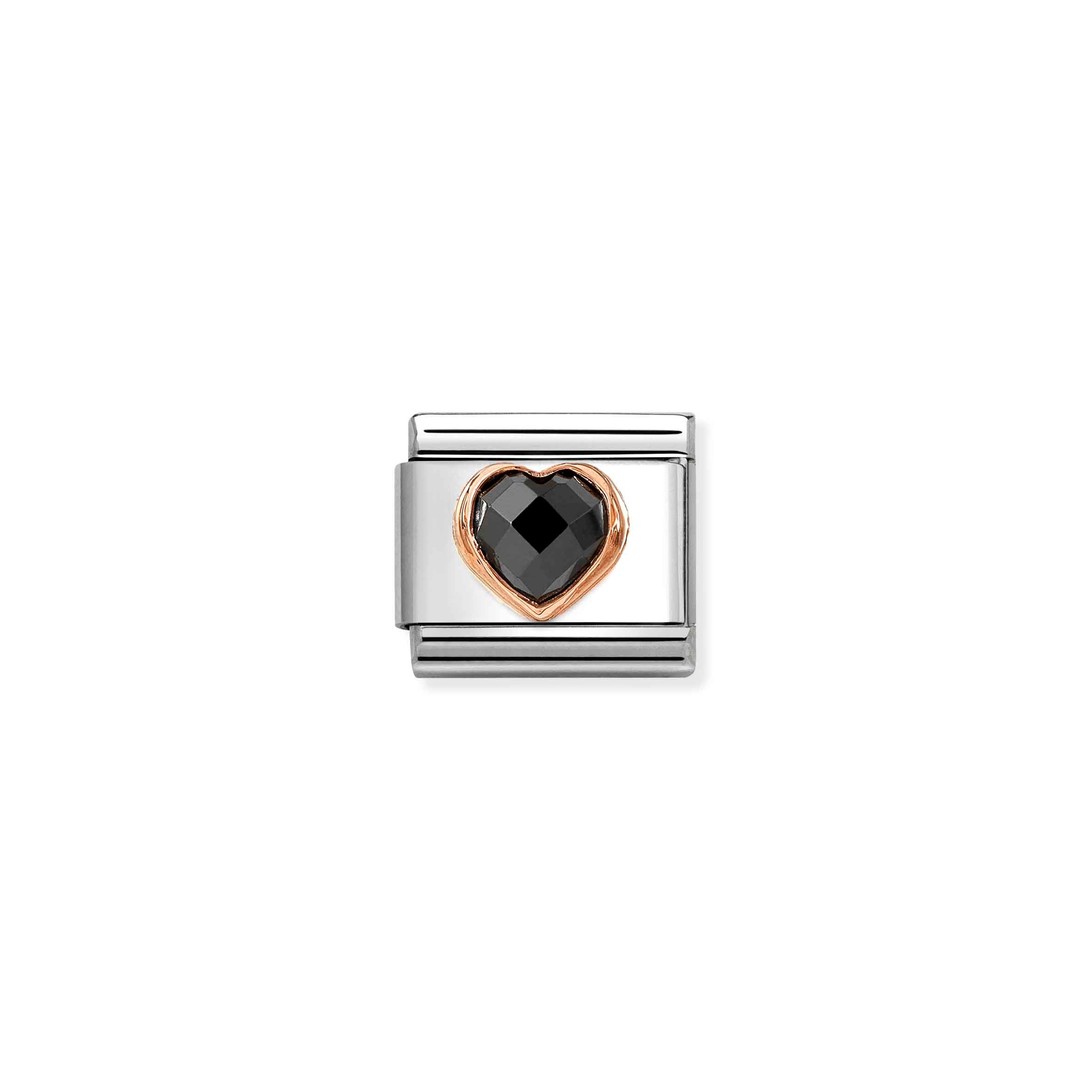 Charm, Composable Link, Heart with Black CZ