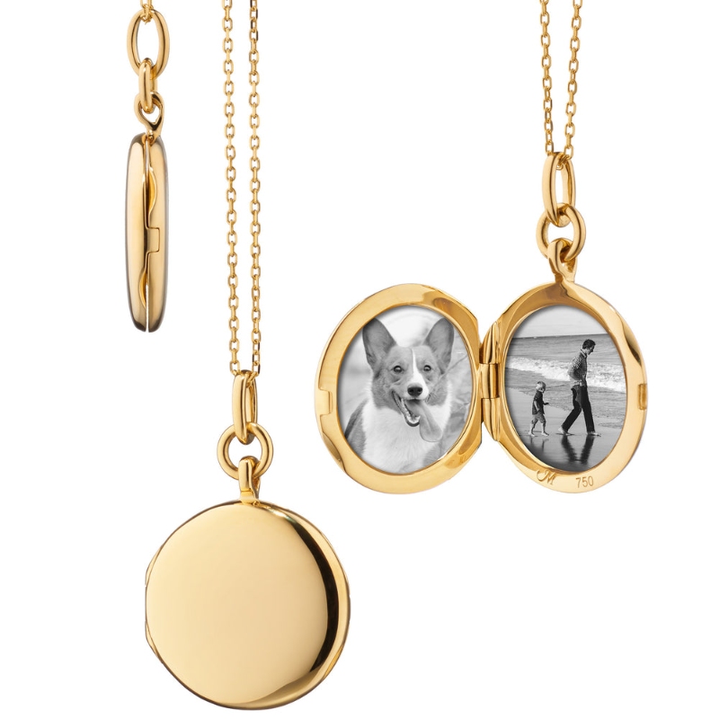 43166 Gold Round Locket In 18 Karat Yellow Gold On 18 Karat Yellow Gold 17" Length Open Link Chain