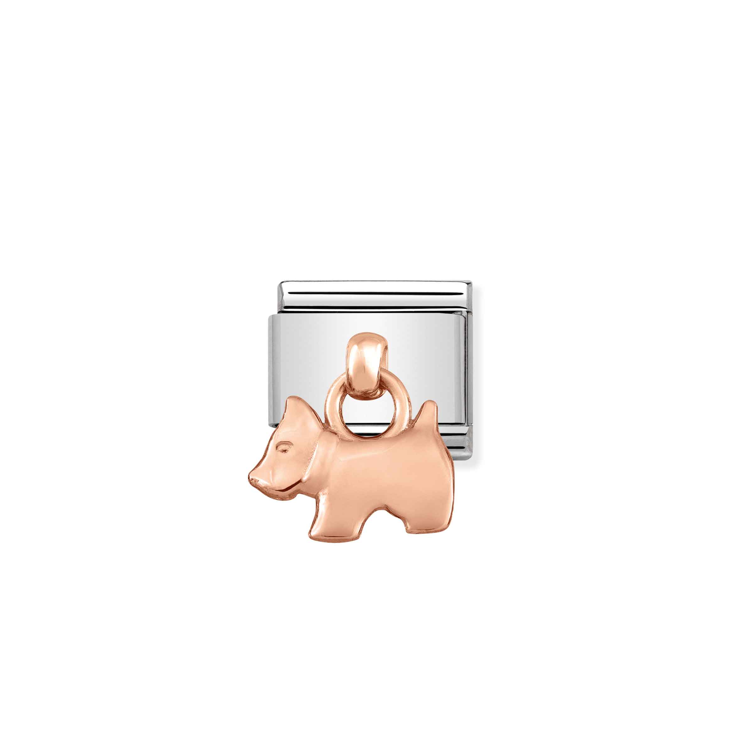 Charm, Composable Link, Rose Gold Dog Pendant