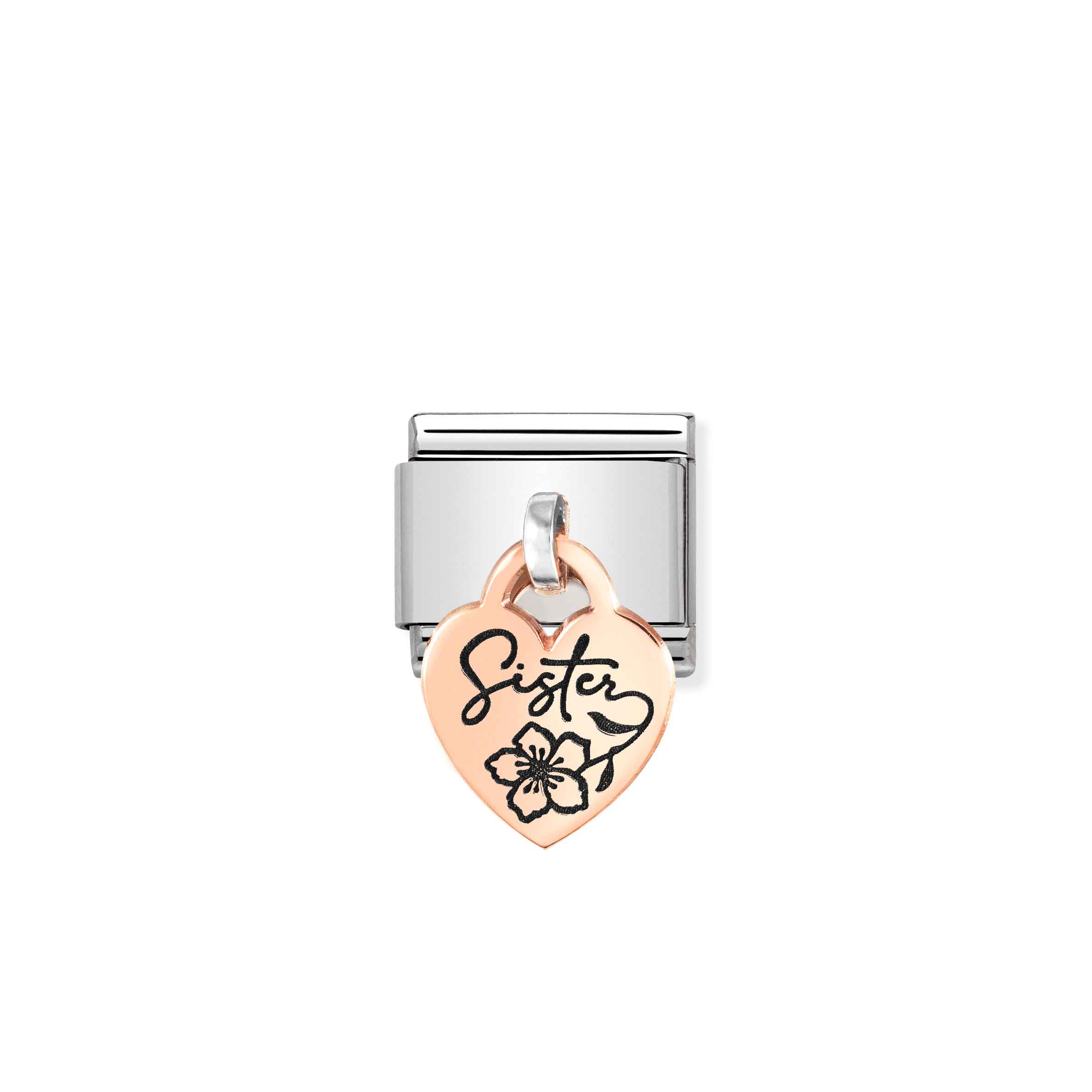 Charm, Composable Link, Heart pendant SISTER
