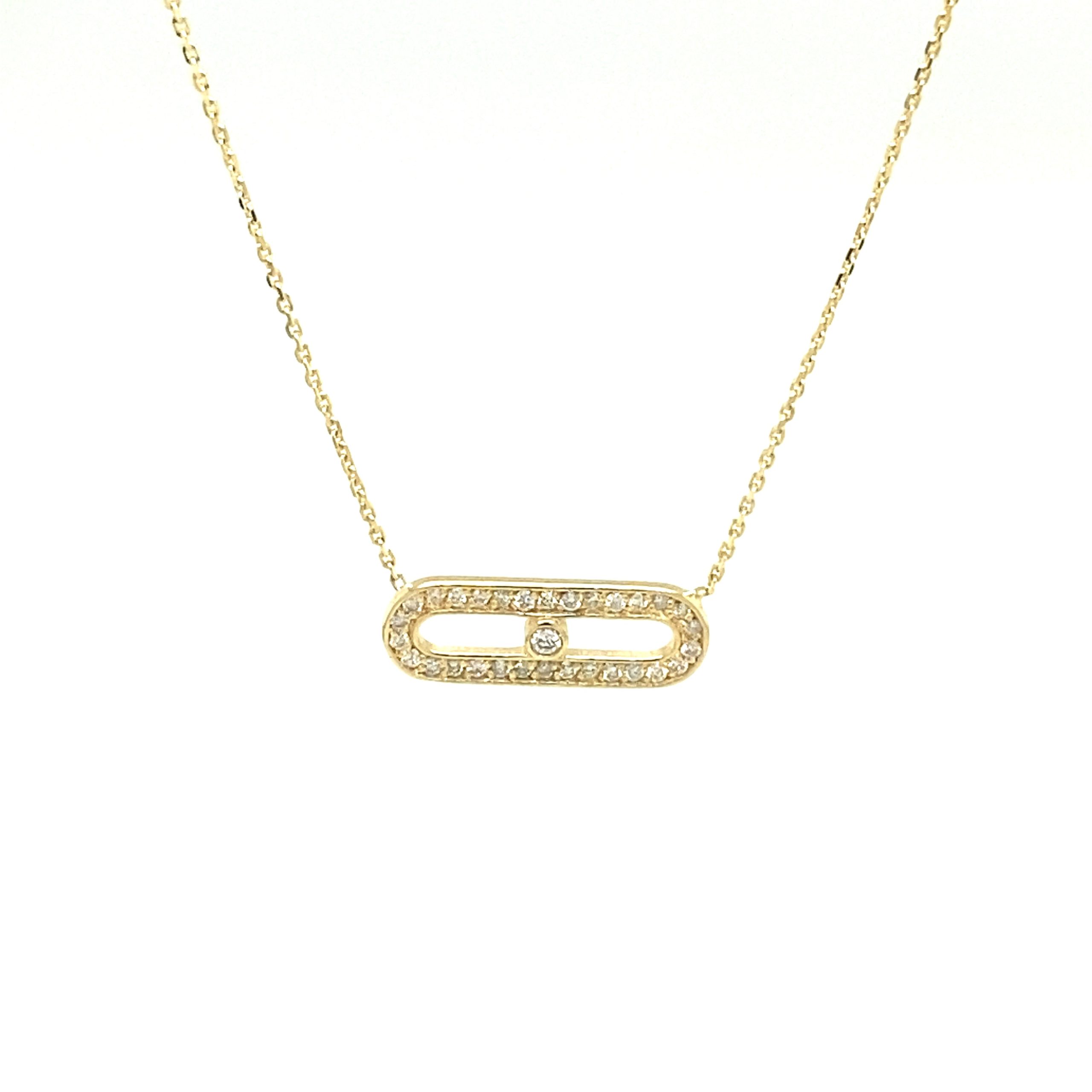 14K Diamond Gold Link Bezel Center with Diamond