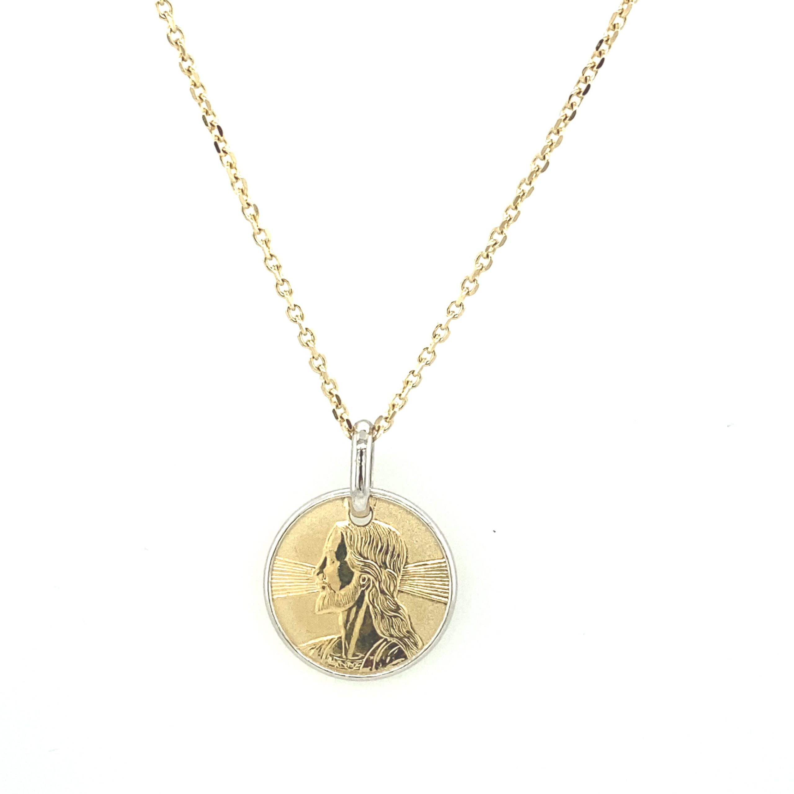 14K Jesus Pendant Two Tones