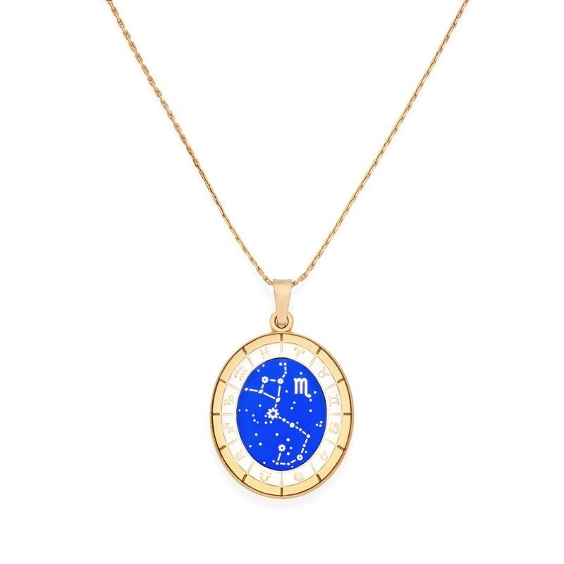 Scorpio Celestial Wheel Pendant Necklace (Gold)