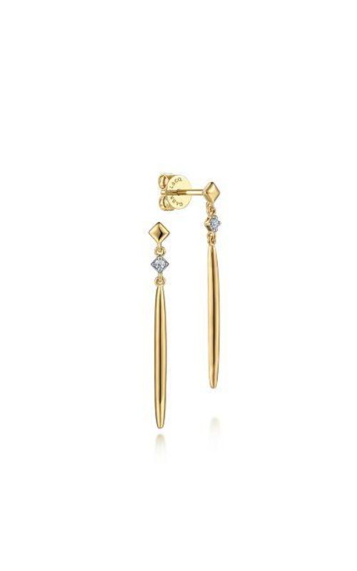 14K Yellow Gold Diamond and Spike Drop Earrings