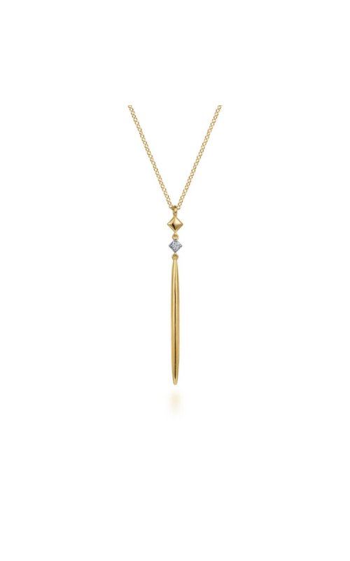 14K Yellow Gold Diamond Pendant Drop Necklace